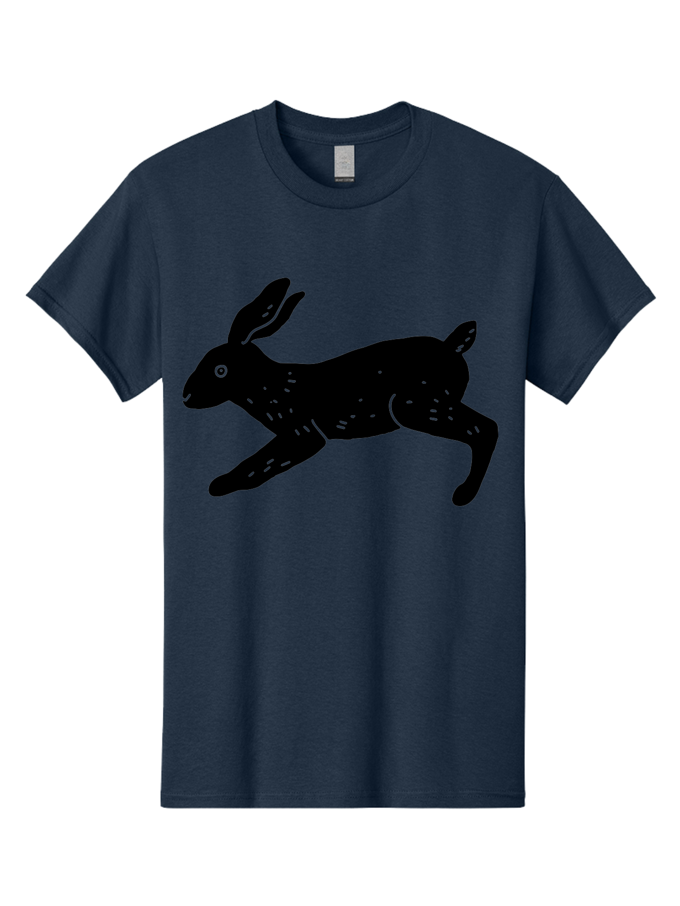 Rabbit-Silhouette Men'S Graphic Tee, 100% Cotton, Comfortable Casual Summer Wear, Machine Washable, Running Rabbit, Black Silhouette, Neon Green Accents, Dynamic Movement, Simple Design, Abstract Art, Minimalist Style, Rabbit Illustration -  Aaa610