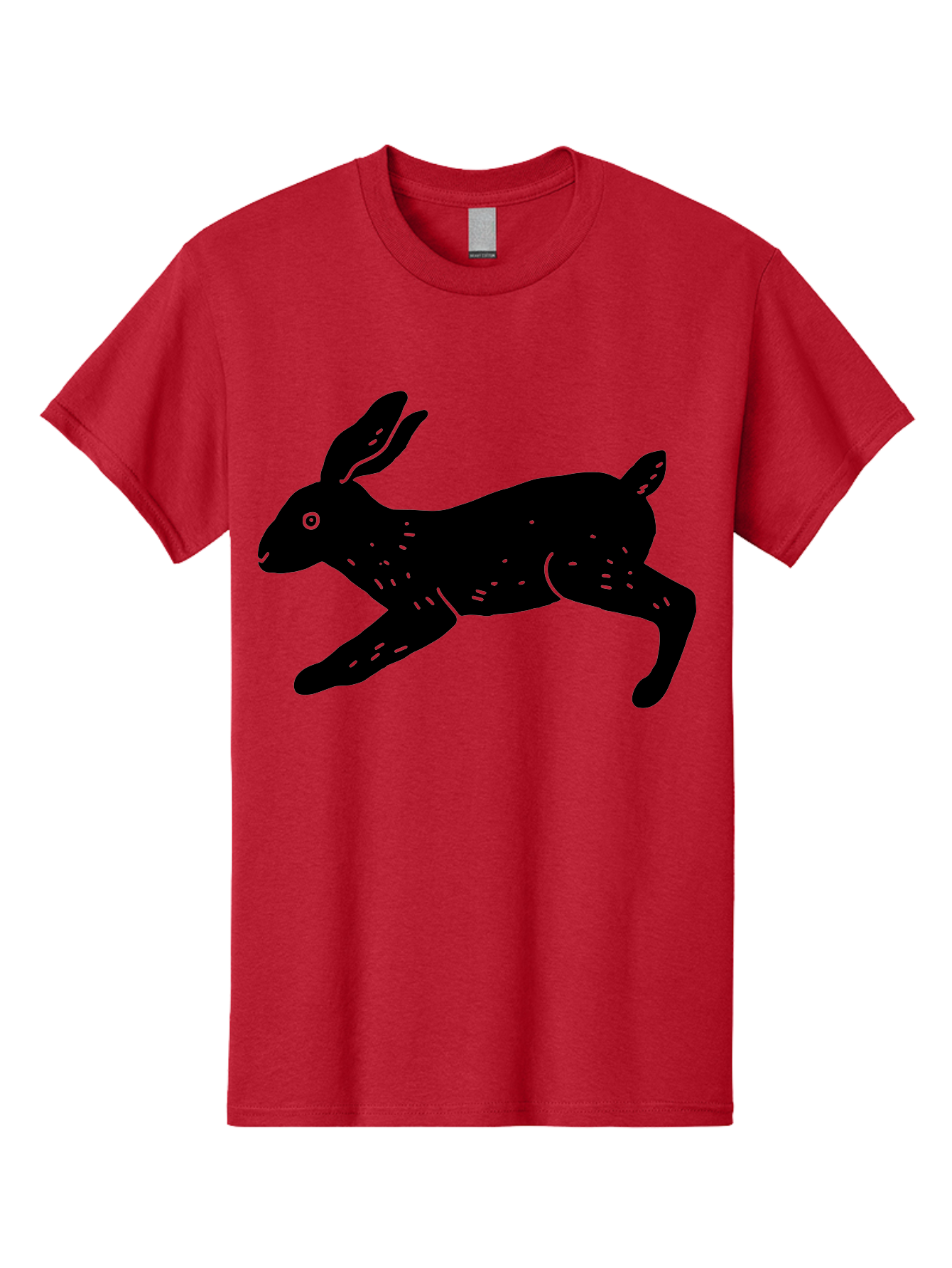 Rabbit-Silhouette Men'S Graphic Tee, 100% Cotton, Comfortable Casual Summer Wear, Machine Washable, Running Rabbit, Black Silhouette, Neon Green Accents, Dynamic Movement, Simple Design, Abstract Art, Minimalist Style, Rabbit Illustration -  Aaa610