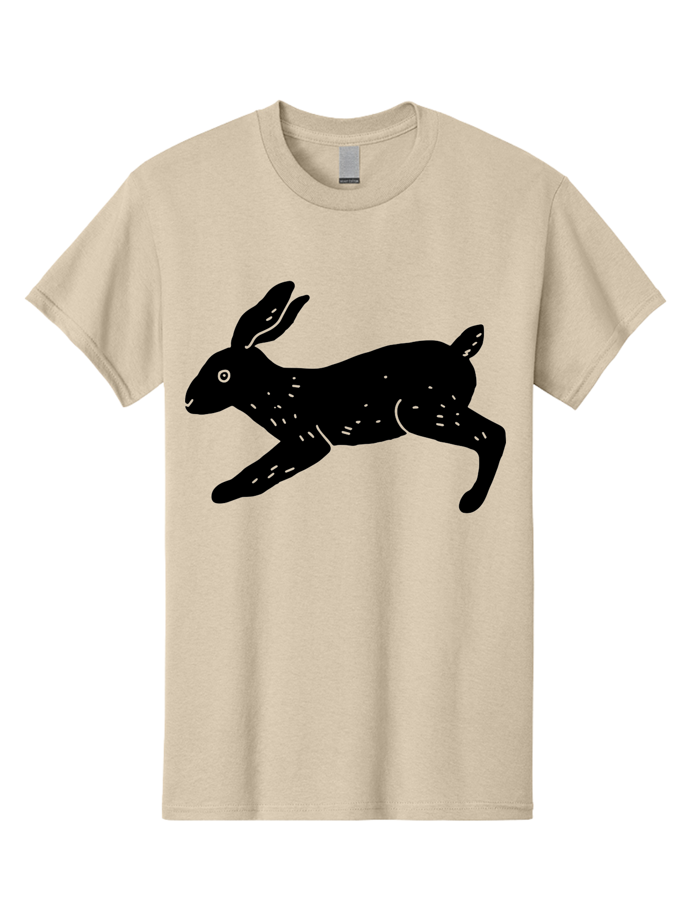 Rabbit-Silhouette Men'S Graphic Tee, 100% Cotton, Comfortable Casual Summer Wear, Machine Washable, Running Rabbit, Black Silhouette, Neon Green Accents, Dynamic Movement, Simple Design, Abstract Art, Minimalist Style, Rabbit Illustration -  Aaa610