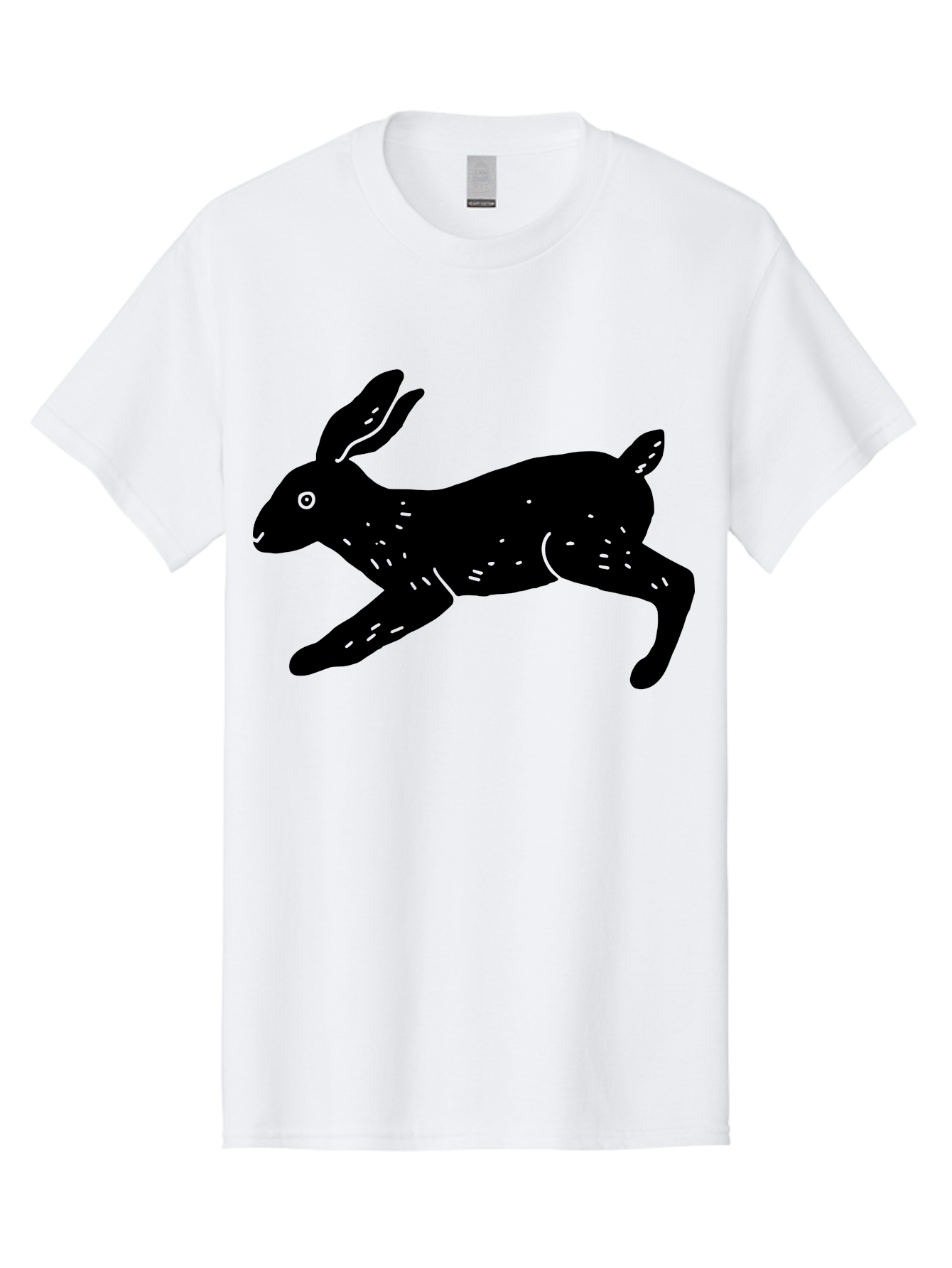 Rabbit-Silhouette Men'S Graphic Tee, 100% Cotton, Comfortable Casual Summer Wear, Machine Washable, Running Rabbit, Black Silhouette, Neon Green Accents, Dynamic Movement, Simple Design, Abstract Art, Minimalist Style, Rabbit Illustration -  Aaa610