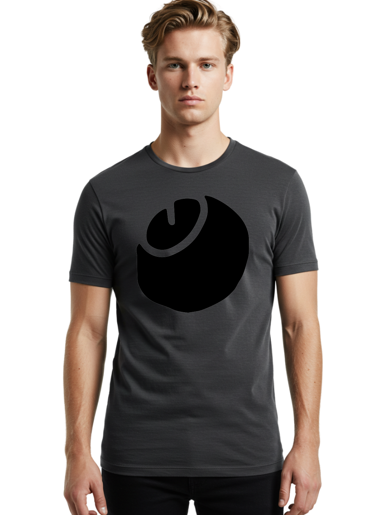 Steam-Logo Men'S Graphic Tee, 100% Cotton, Comfortable Casual Summer Wear, Machine Washable, Abstract Black Shape, Neon Green Outline, Modern Design, Futuristic Art, Bold Graphics, Minimalist Style, Creative Visuals -  Aaa611