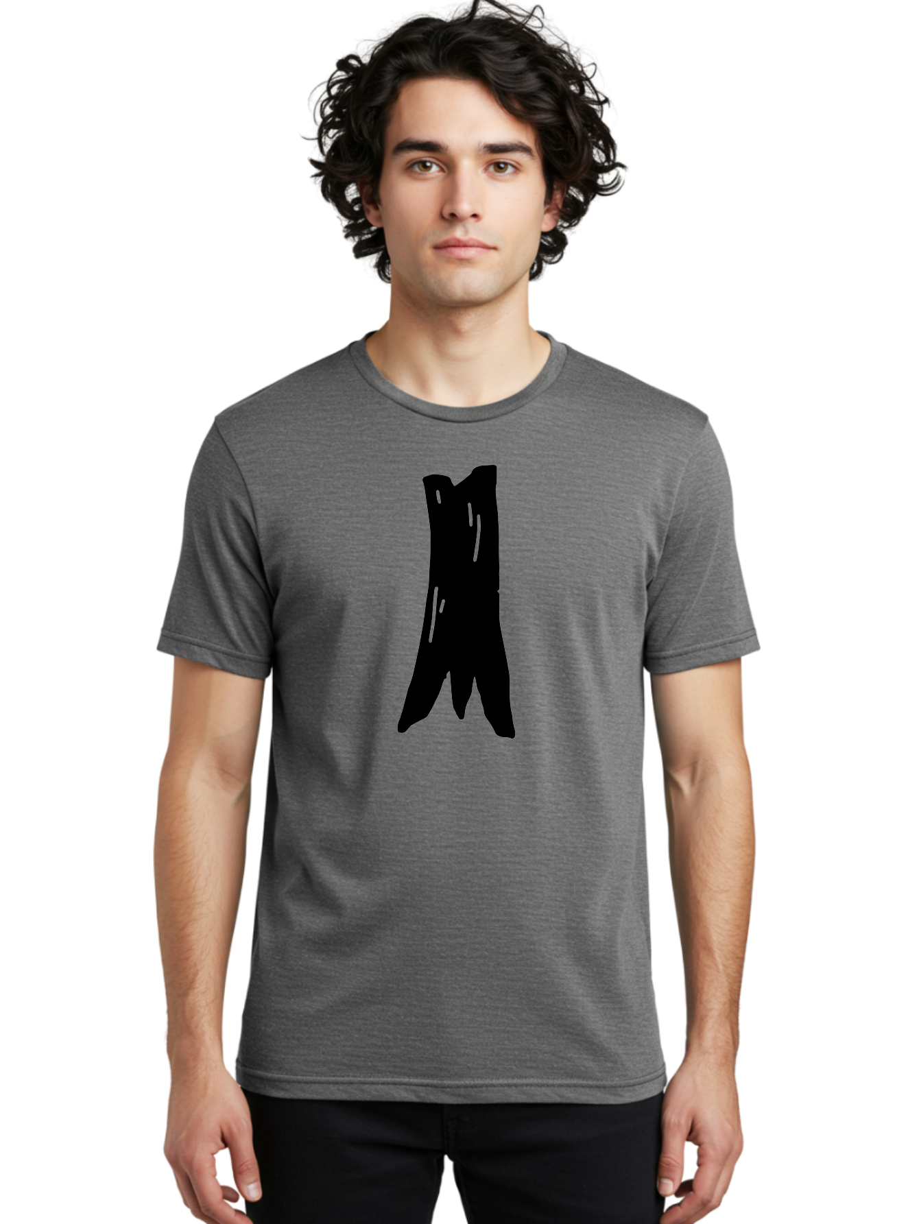 Tree-Stump Men'S Graphic Tee, 100% Cotton, Comfortable Casual Summer Wear, Machine Washable, Tree Trunk, Minimalist Art, Simple Shapes, Black Silhouette, Abstract Representation, Natural Forms, Digital Illustration, Modern Design -  Aaa614