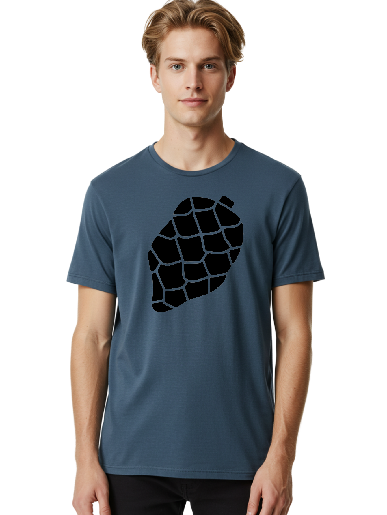 Turtle-Shell Men'S Graphic Tee, 100% Cotton, Comfortable Casual Summer Wear, Machine Washable, Turtle Shell, Black And Green, Reptile Scales, Natural Pattern, Wildlife, Animal Design, Abstract Shape -  Aaa616