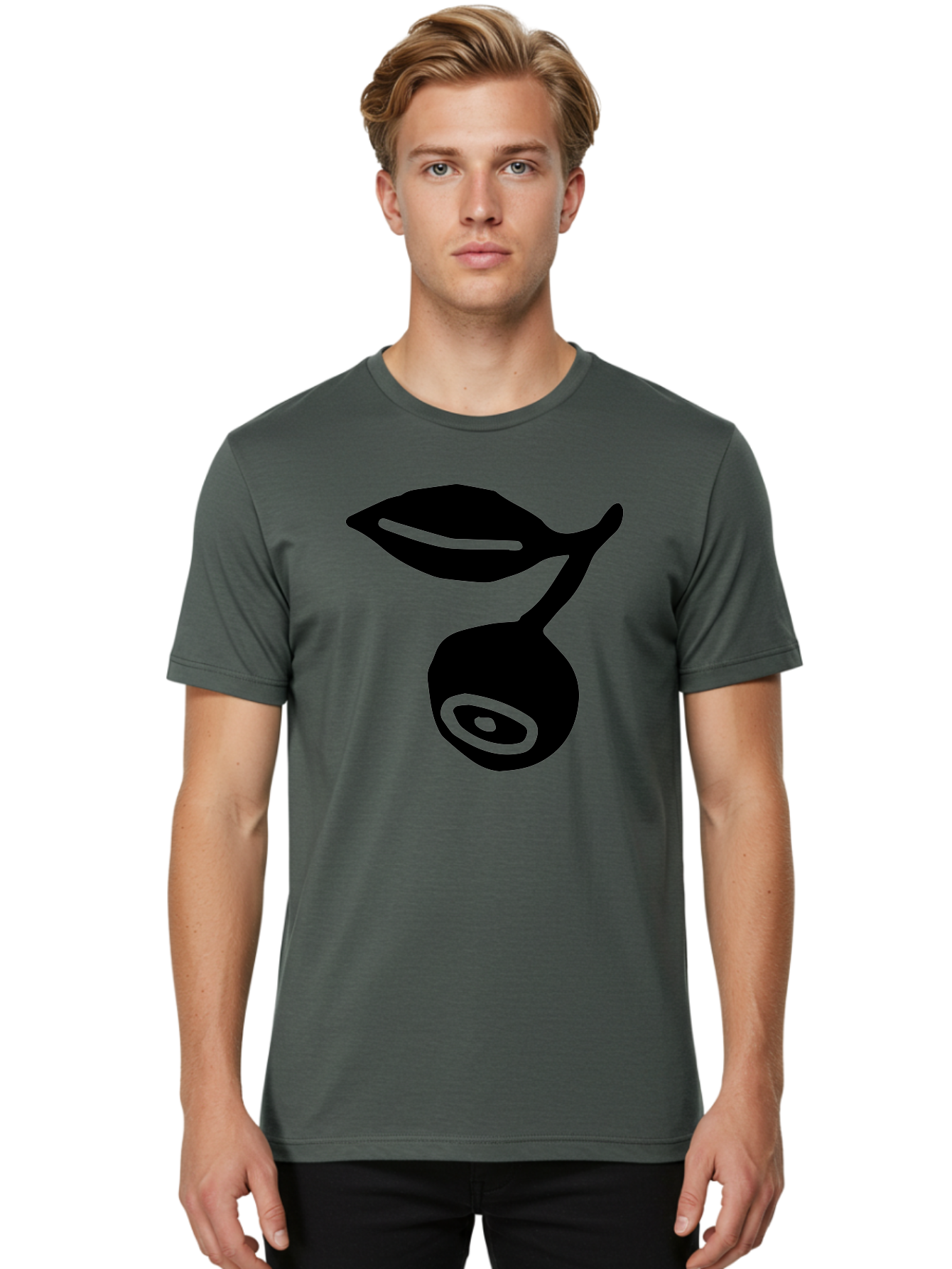 Whale Men'S Graphic Tee, 100% Cotton, Comfortable Casual Summer Wear, Machine Washable, Stylized Whale Silhouette, Abstract Art, Minimalist Design, Black And Green Color Scheme, Ocean Creature, Sea Animal, Modern Illustration, Simple Shapes -  Aaa617