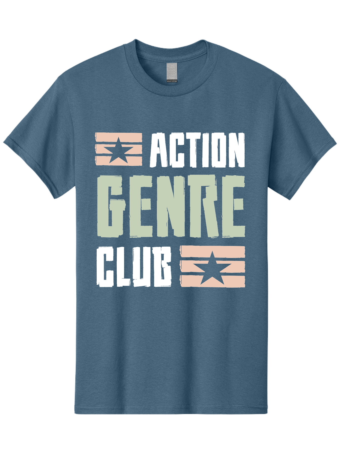 Action-Genre-Club Men'S Graphic Tee, 100% Cotton, Comfortable Casual Summer Wear, Machine Washable, Action Genre, Action Movies, Film Enthusiasts, Movie Buffs, Club Logo, Entertainment, Cinematic Experience, Adventure, Thriller, Blockbuster -  Aaa619