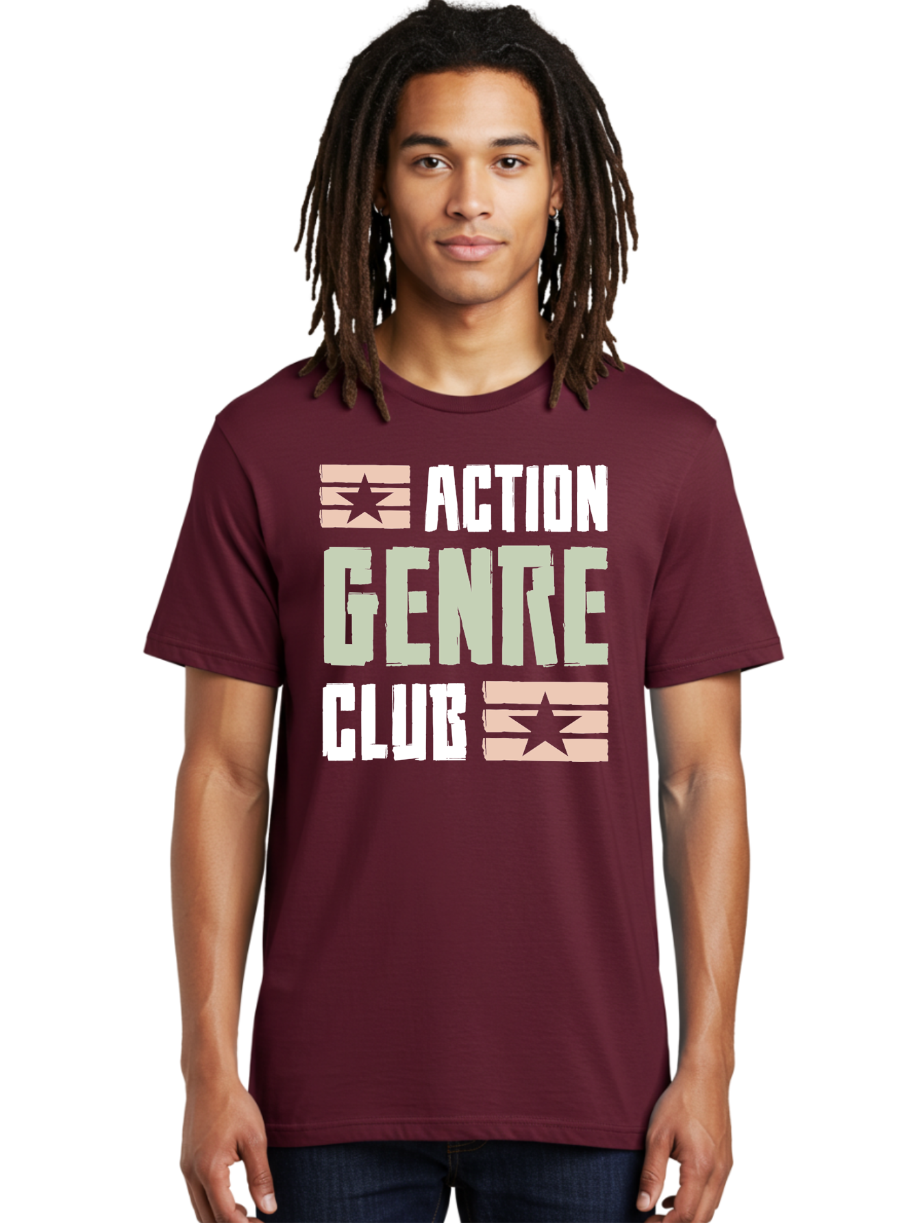 Action-Genre-Club Men'S Graphic Tee, 100% Cotton, Comfortable Casual Summer Wear, Machine Washable, Action Genre, Action Movies, Film Enthusiasts, Movie Buffs, Club Logo, Entertainment, Cinematic Experience, Adventure, Thriller, Blockbuster -  Aaa619