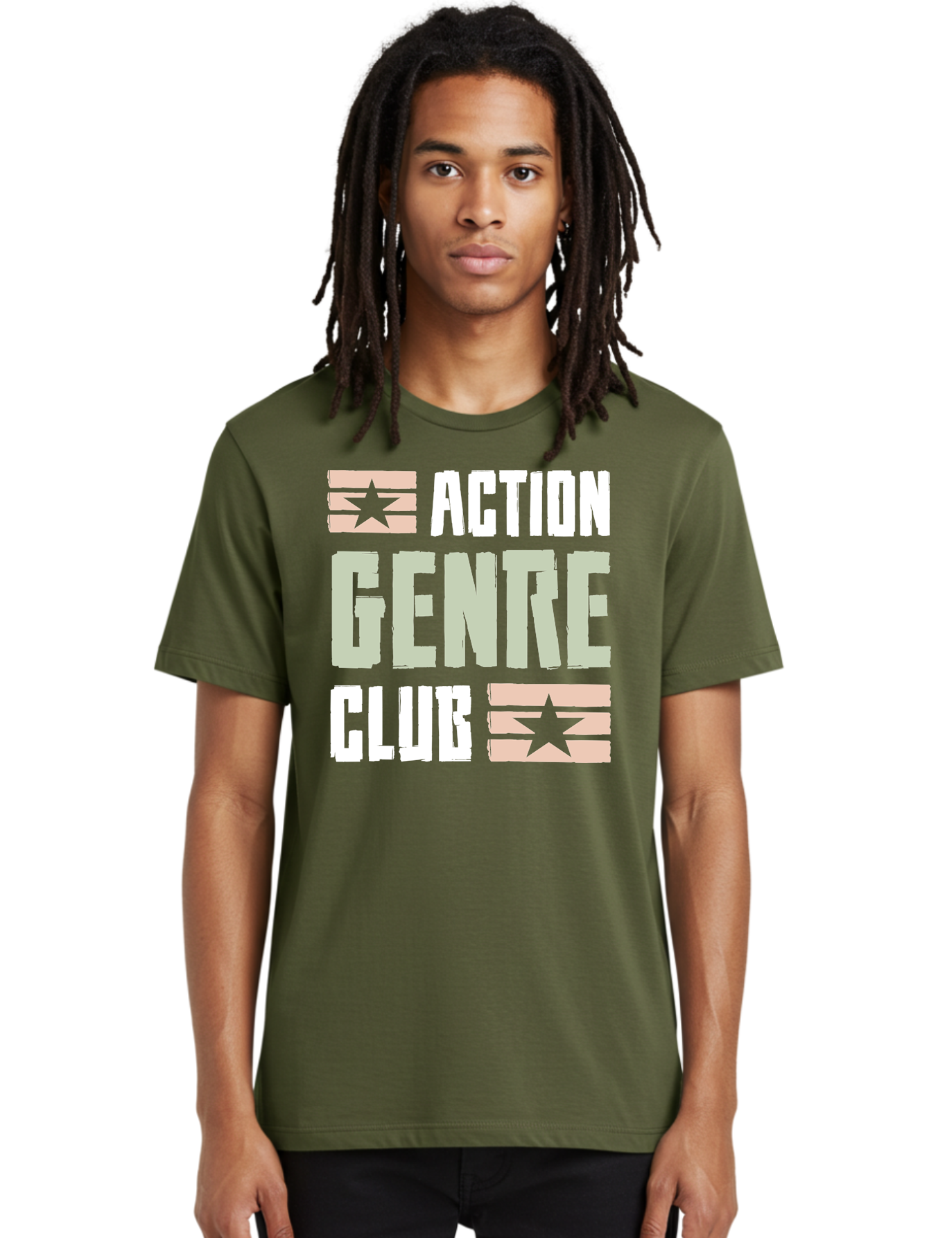 Action-Genre-Club Men'S Graphic Tee, 100% Cotton, Comfortable Casual Summer Wear, Machine Washable, Action Genre, Action Movies, Film Enthusiasts, Movie Buffs, Club Logo, Entertainment, Cinematic Experience, Adventure, Thriller, Blockbuster -  Aaa619