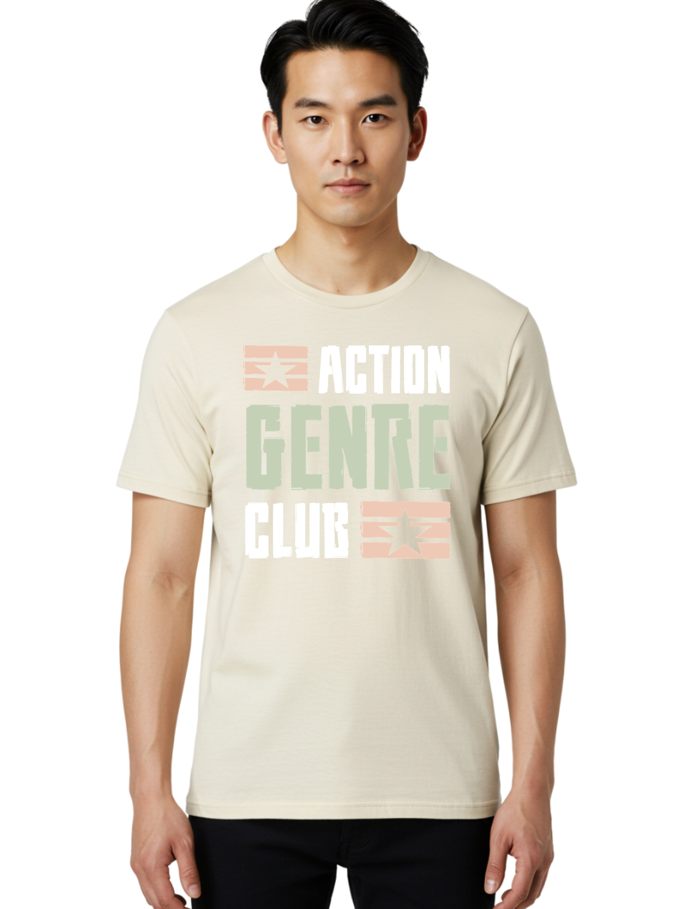 Action-Genre-Club Men'S Graphic Tee, 100% Cotton, Comfortable Casual Summer Wear, Machine Washable, Action Genre, Action Movies, Film Enthusiasts, Movie Buffs, Club Logo, Entertainment, Cinematic Experience, Adventure, Thriller, Blockbuster -  Aaa619