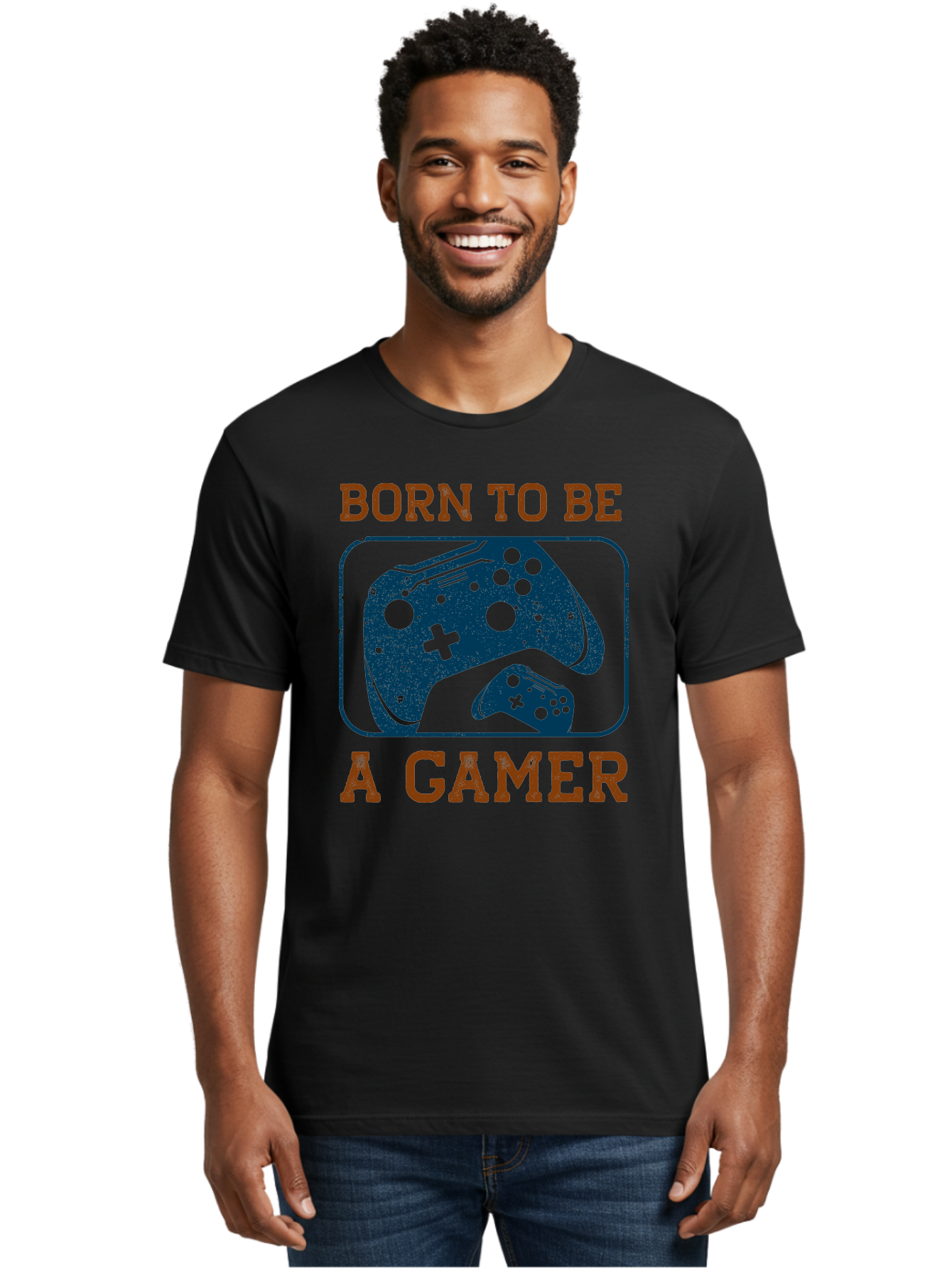 Born-To-Be-A-Gamer Men'S Graphic Tee, 100% Cotton, Comfortable Casual Summer Wear, Machine Washable, Gaming Controller, Born To Be A Gamer, Video Game Accessories, Gamer Lifestyle, Gaming Culture, Gaming Passion, Game Console -  Aaa621
