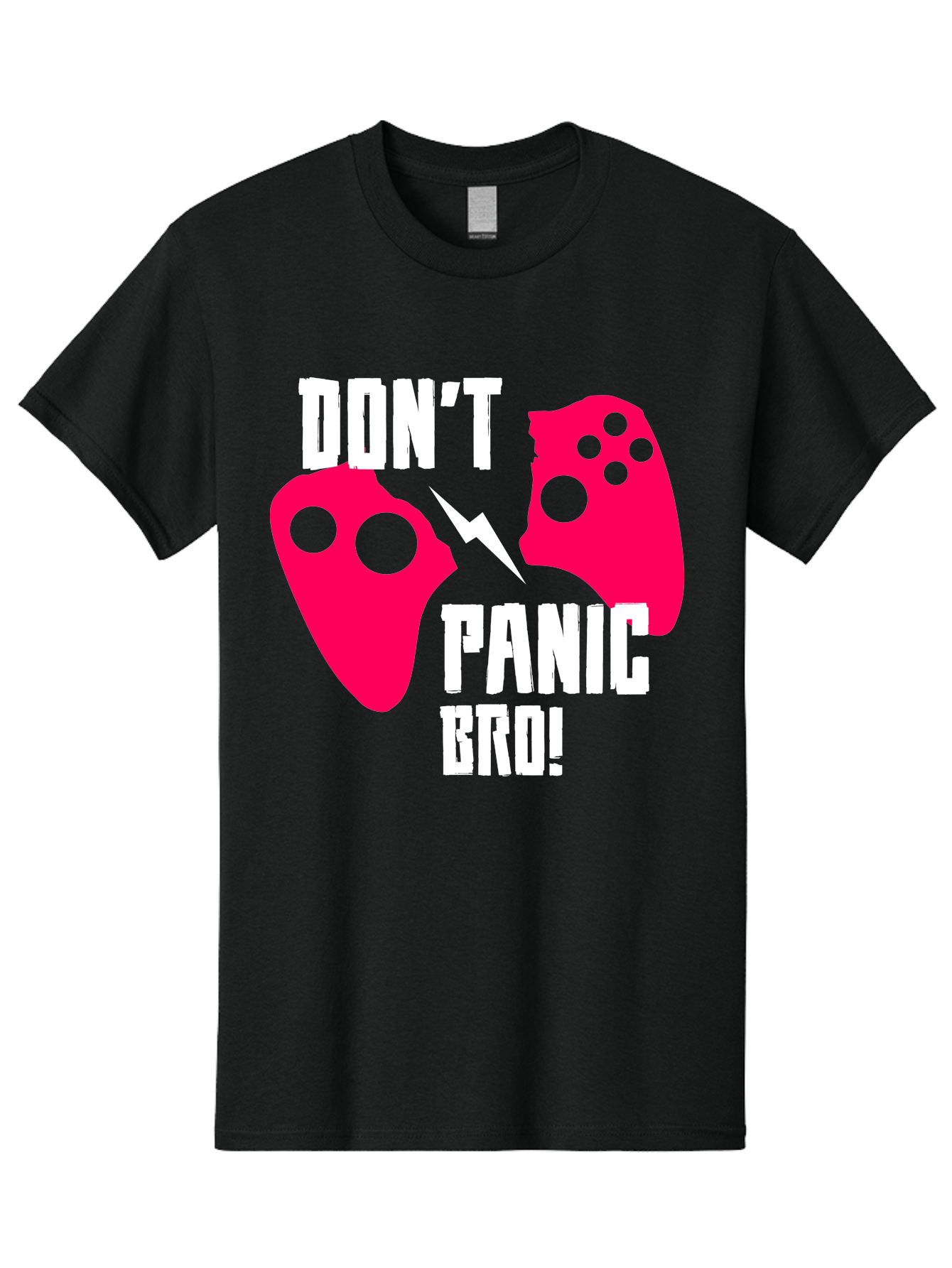 gaming, game controllers, broken controller, don't panic, panic, bro, funny quote, humorous meme, gaming humor, gaming frustration