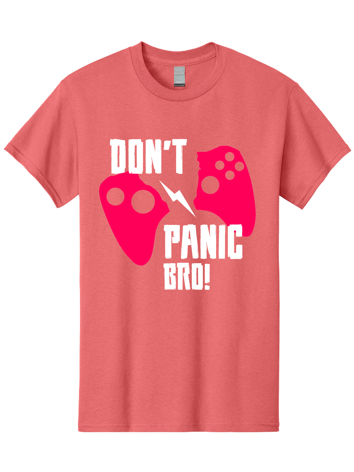 gaming, game controllers, broken controller, don't panic, panic, bro, funny quote, humorous meme, gaming humor, gaming frustration