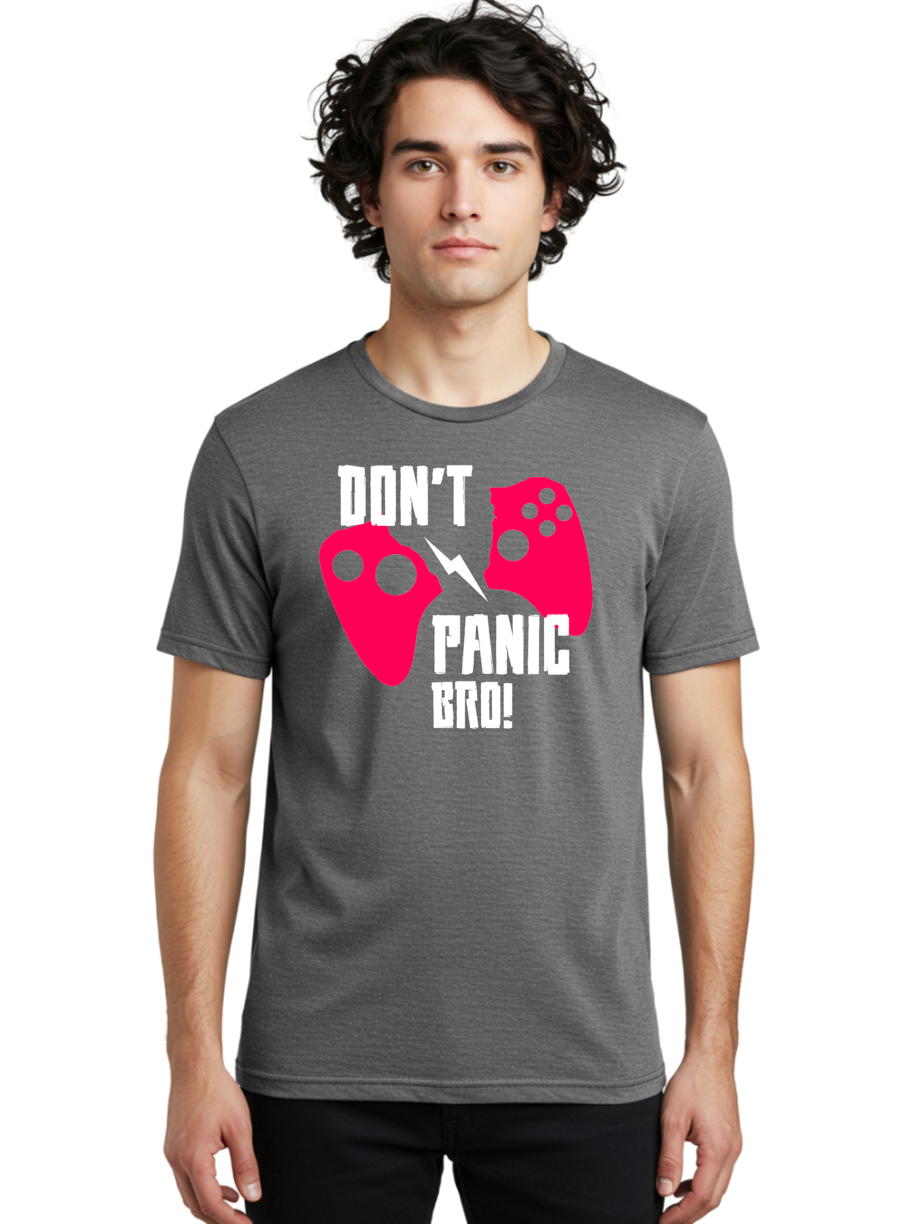 gaming, game controllers, broken controller, don't panic, panic, bro, funny quote, humorous meme, gaming humor, gaming frustration