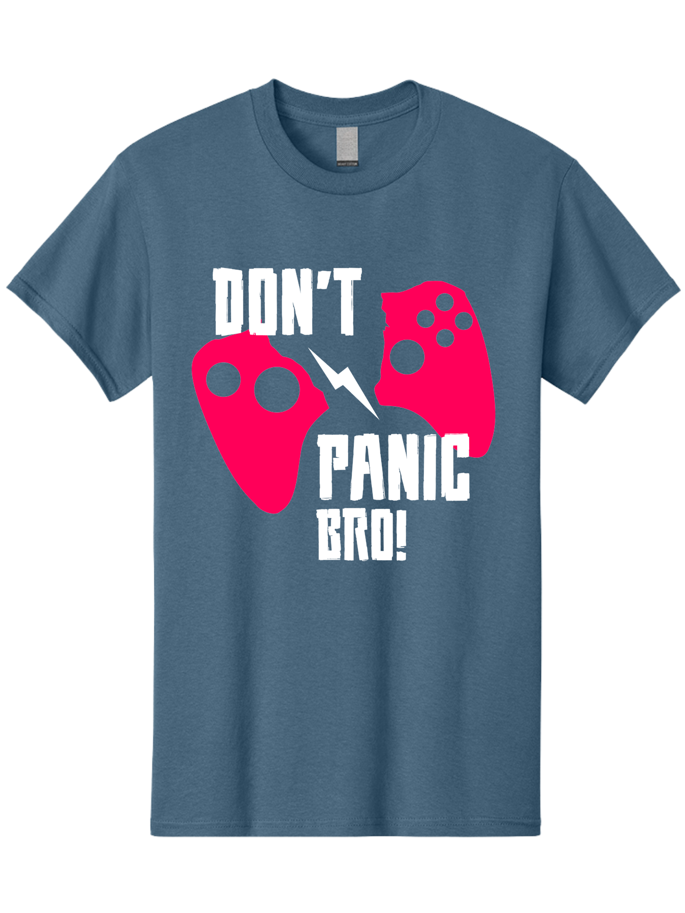gaming, game controllers, broken controller, don't panic, panic, bro, funny quote, humorous meme, gaming humor, gaming frustration