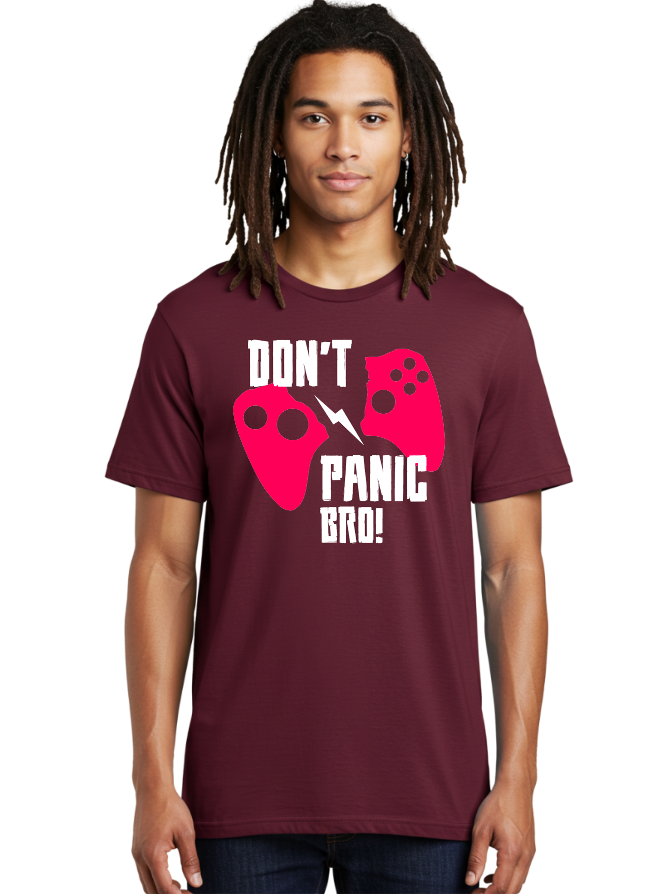 gaming, game controllers, broken controller, don't panic, panic, bro, funny quote, humorous meme, gaming humor, gaming frustration