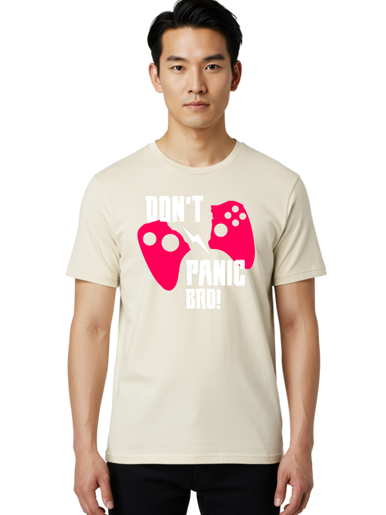 gaming, game controllers, broken controller, don't panic, panic, bro, funny quote, humorous meme, gaming humor, gaming frustration