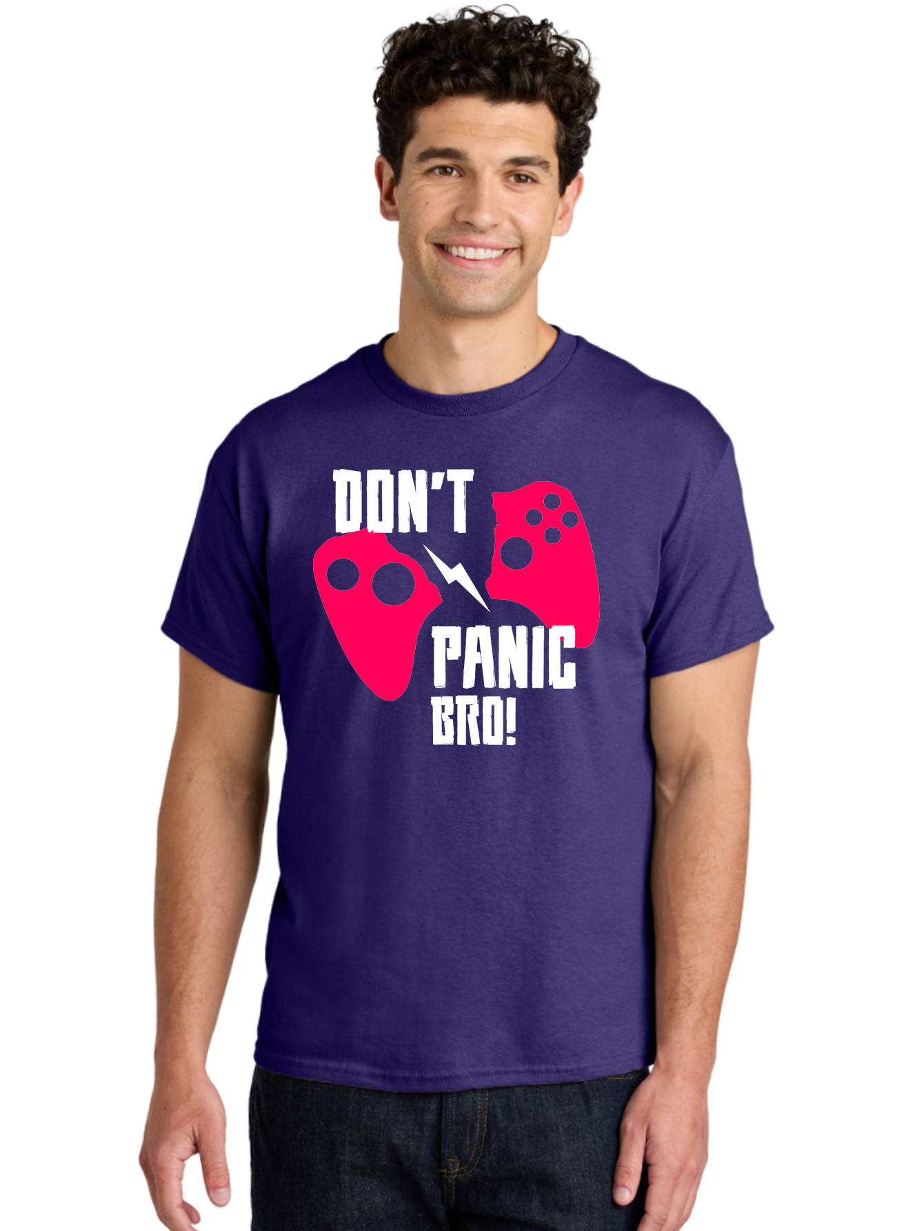 gaming, game controllers, broken controller, don't panic, panic, bro, funny quote, humorous meme, gaming humor, gaming frustration