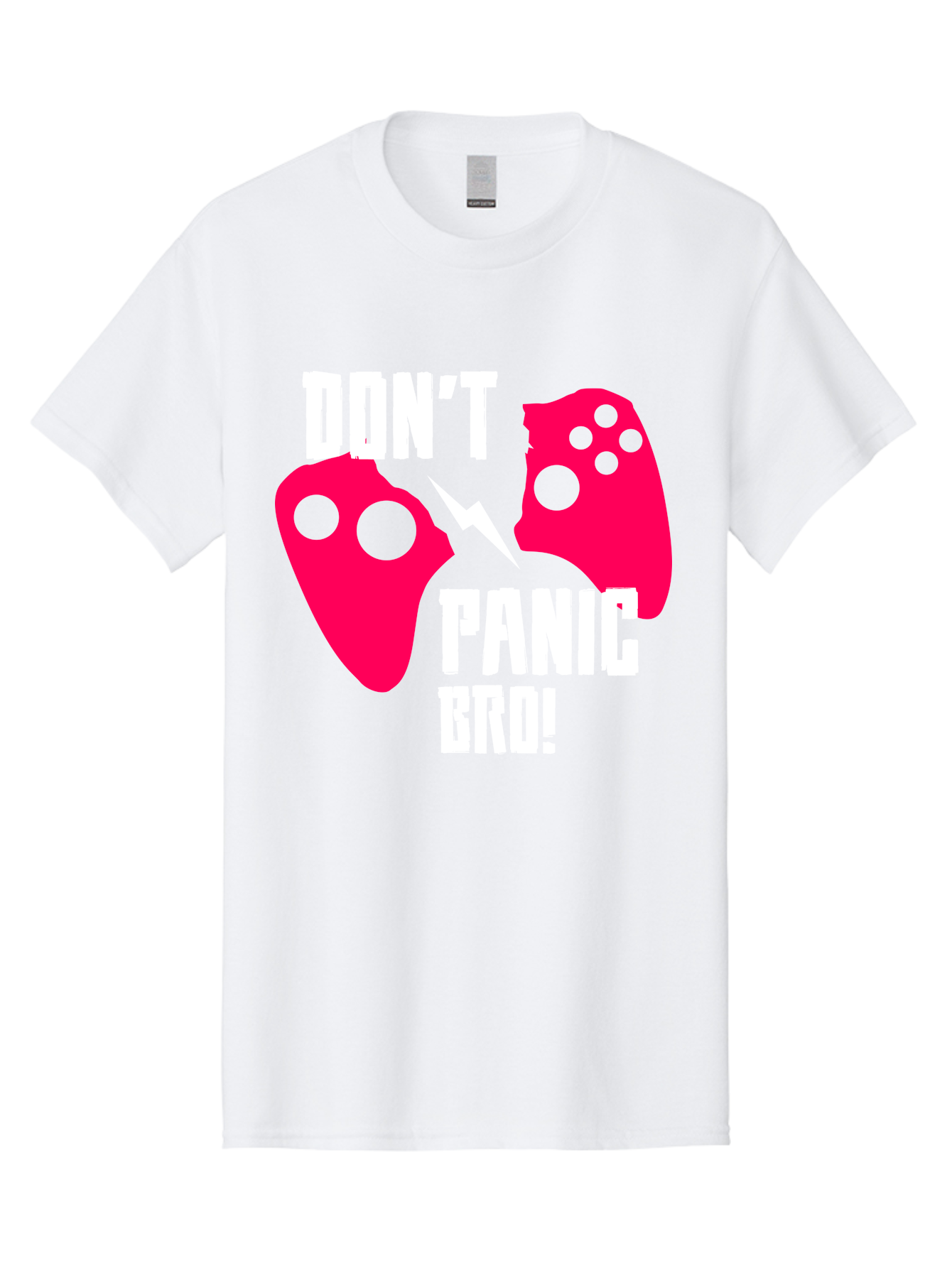 gaming, game controllers, broken controller, don't panic, panic, bro, funny quote, humorous meme, gaming humor, gaming frustration