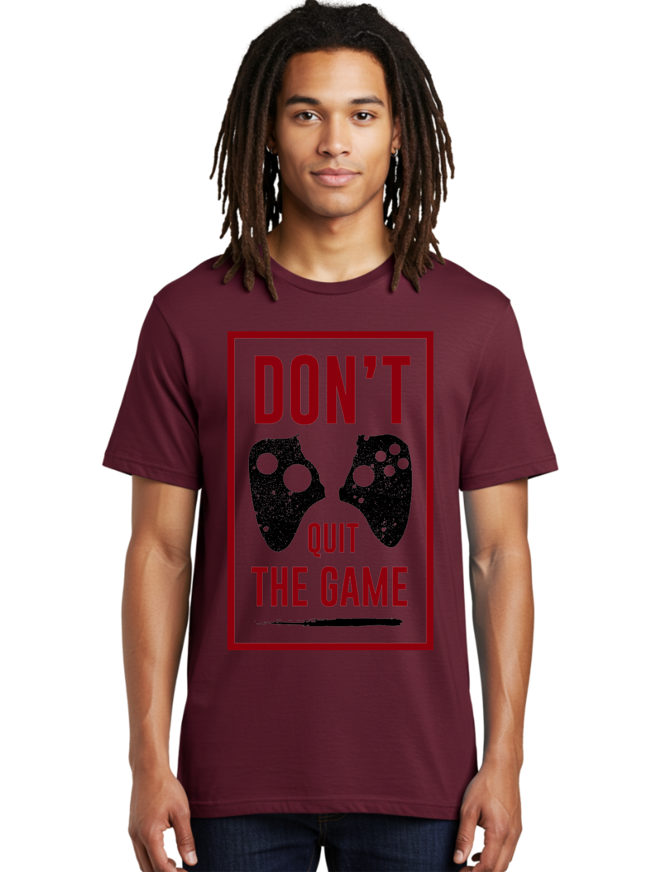 Don-T-Quit-The-Game Men'S Graphic Tee, 100% Cotton, Comfortable Casual Summer Wear, Machine Washable, Gaming Motivational Quote, Don'T Quit The Game, Gaming Controllers, Perseverance, Motivation, Gamers, Inspirational Quotes, Video Game -  Aaa625