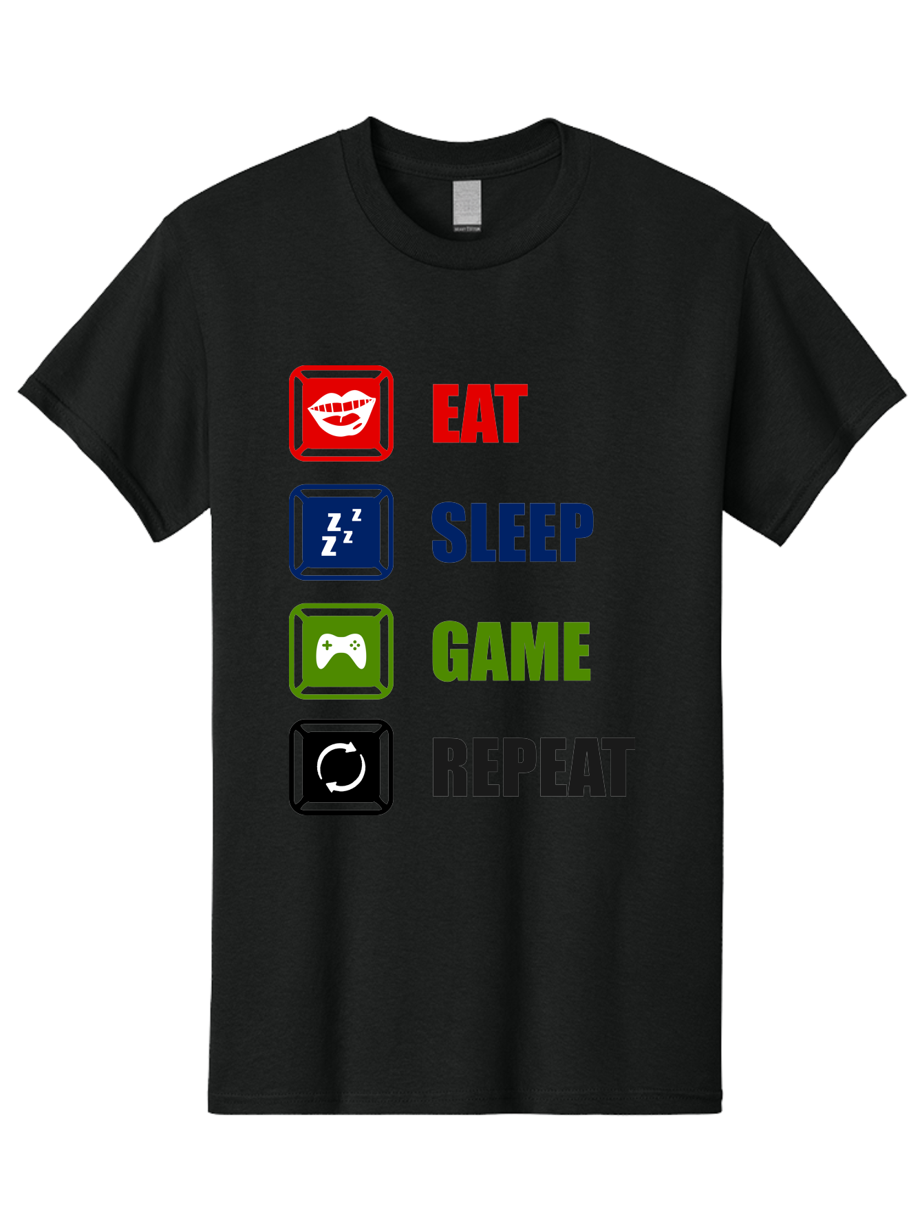 Eat-Sleep-Game-Repeat Men'S Graphic Tee, 100% Cotton, Comfortable Casual Summer Wear, Machine Washable, Gamer Lifestyle, Video Game Culture, Gaming Habits, Eat, Sleep, Game, Repeat, Gaming Community, Gamer Life -  Aaa626