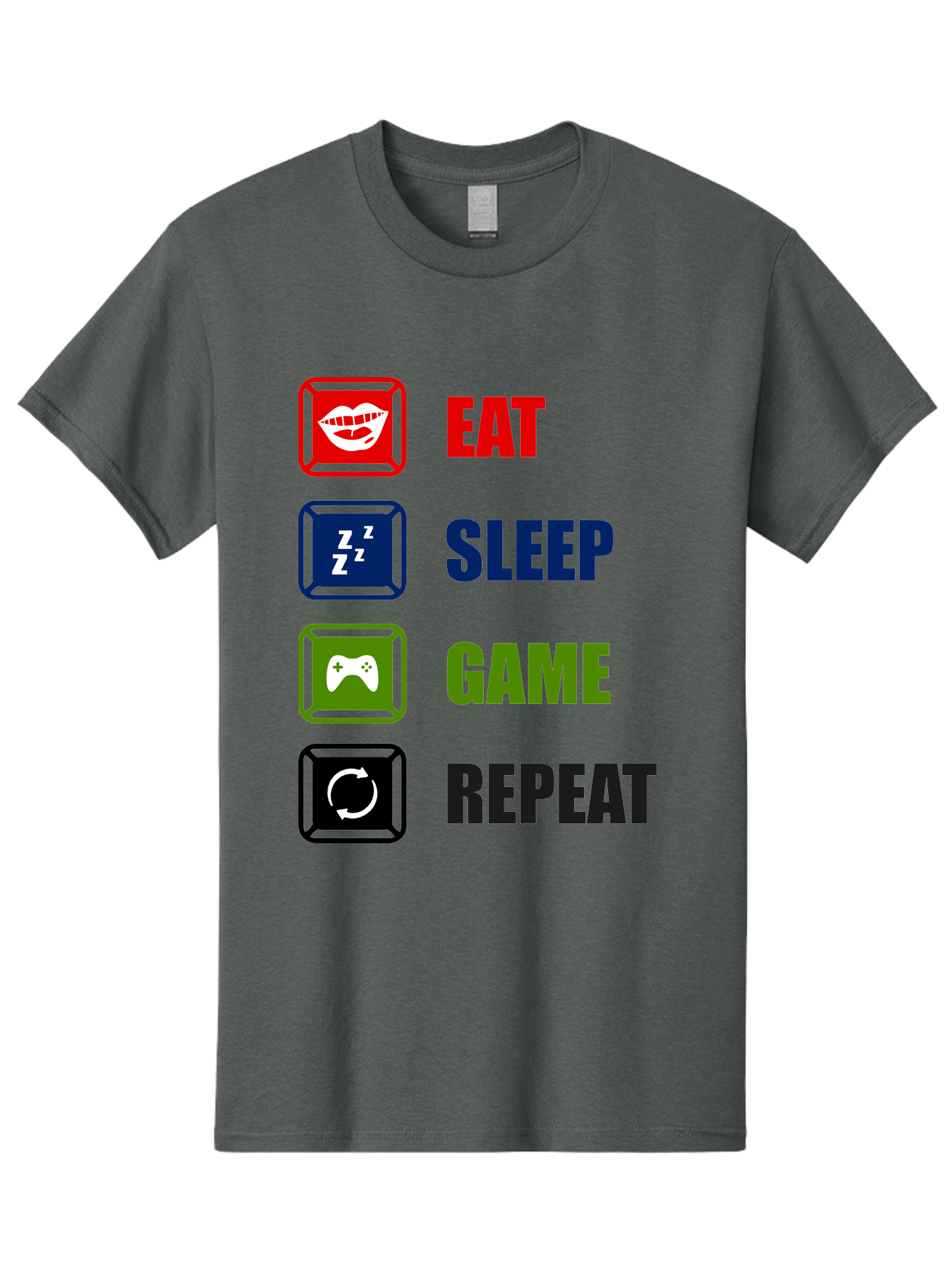 Eat-Sleep-Game-Repeat Men'S Graphic Tee, 100% Cotton, Comfortable Casual Summer Wear, Machine Washable, Gamer Lifestyle, Video Game Culture, Gaming Habits, Eat, Sleep, Game, Repeat, Gaming Community, Gamer Life -  Aaa626