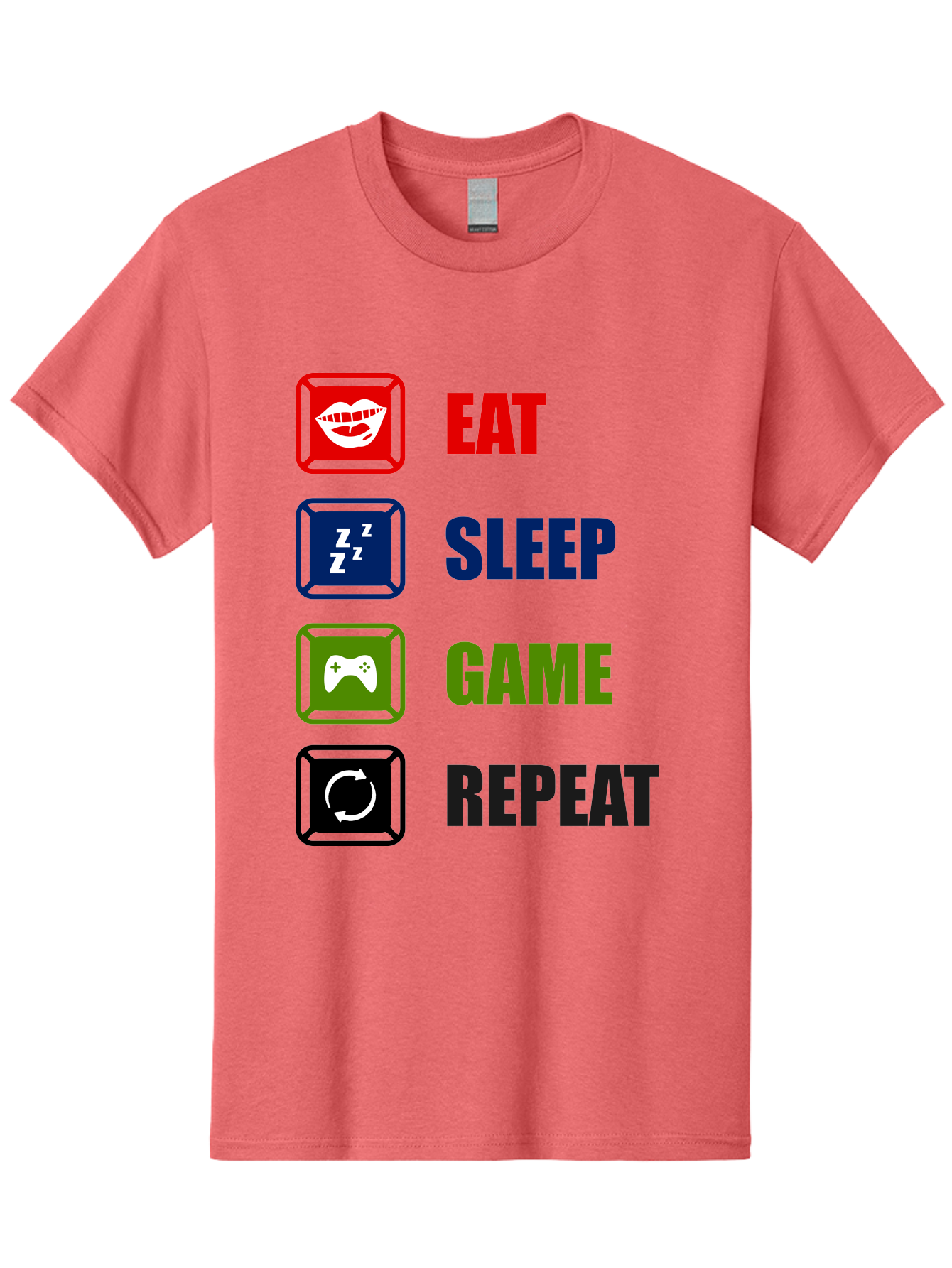 Eat-Sleep-Game-Repeat Men'S Graphic Tee, 100% Cotton, Comfortable Casual Summer Wear, Machine Washable, Gamer Lifestyle, Video Game Culture, Gaming Habits, Eat, Sleep, Game, Repeat, Gaming Community, Gamer Life -  Aaa626