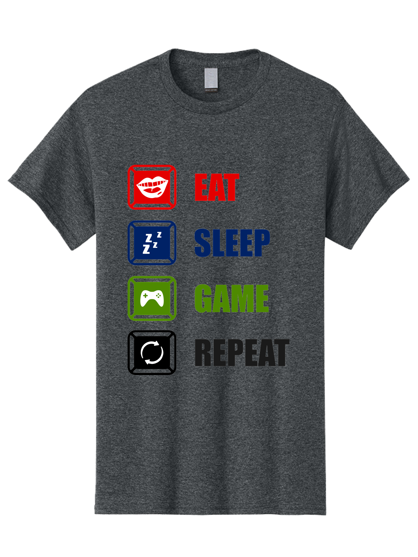 Eat-Sleep-Game-Repeat Men'S Graphic Tee, 100% Cotton, Comfortable Casual Summer Wear, Machine Washable, Gamer Lifestyle, Video Game Culture, Gaming Habits, Eat, Sleep, Game, Repeat, Gaming Community, Gamer Life -  Aaa626