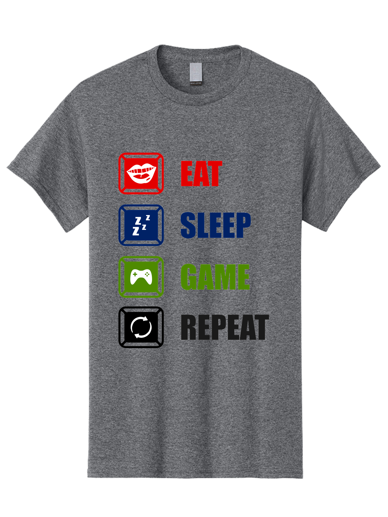Eat-Sleep-Game-Repeat Men'S Graphic Tee, 100% Cotton, Comfortable Casual Summer Wear, Machine Washable, Gamer Lifestyle, Video Game Culture, Gaming Habits, Eat, Sleep, Game, Repeat, Gaming Community, Gamer Life -  Aaa626
