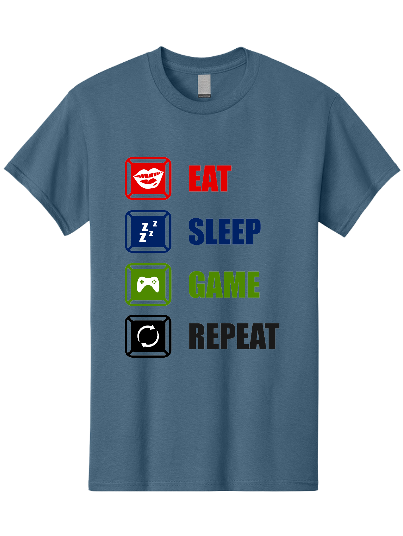 Eat-Sleep-Game-Repeat Men'S Graphic Tee, 100% Cotton, Comfortable Casual Summer Wear, Machine Washable, Gamer Lifestyle, Video Game Culture, Gaming Habits, Eat, Sleep, Game, Repeat, Gaming Community, Gamer Life -  Aaa626