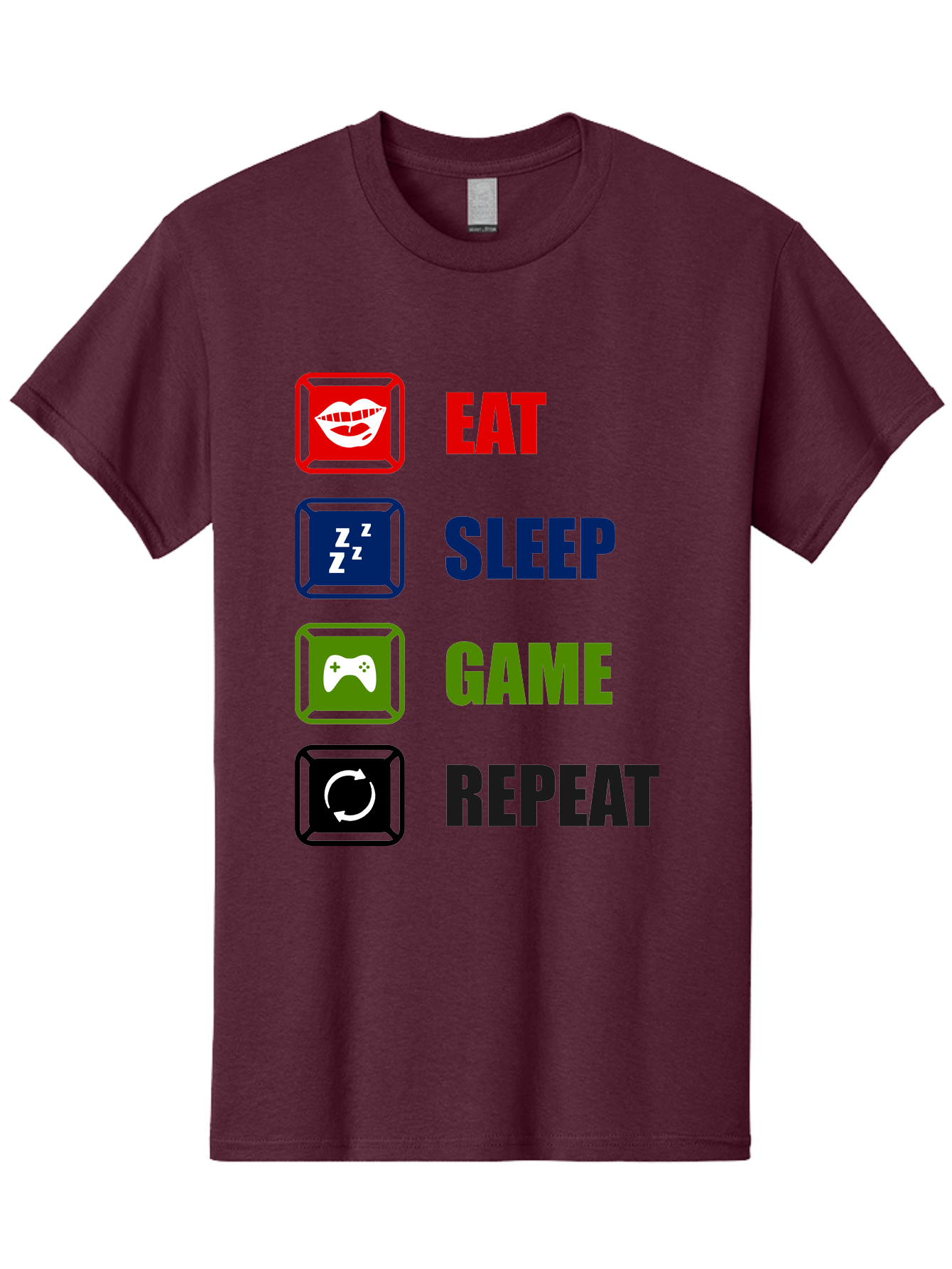 Eat-Sleep-Game-Repeat Men'S Graphic Tee, 100% Cotton, Comfortable Casual Summer Wear, Machine Washable, Gamer Lifestyle, Video Game Culture, Gaming Habits, Eat, Sleep, Game, Repeat, Gaming Community, Gamer Life -  Aaa626