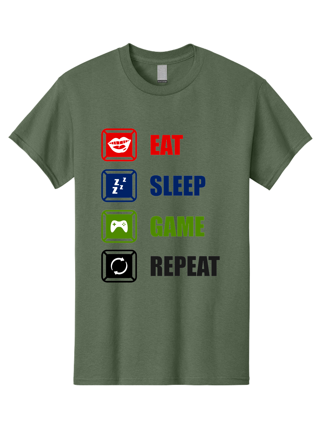 Eat-Sleep-Game-Repeat Men'S Graphic Tee, 100% Cotton, Comfortable Casual Summer Wear, Machine Washable, Gamer Lifestyle, Video Game Culture, Gaming Habits, Eat, Sleep, Game, Repeat, Gaming Community, Gamer Life -  Aaa626