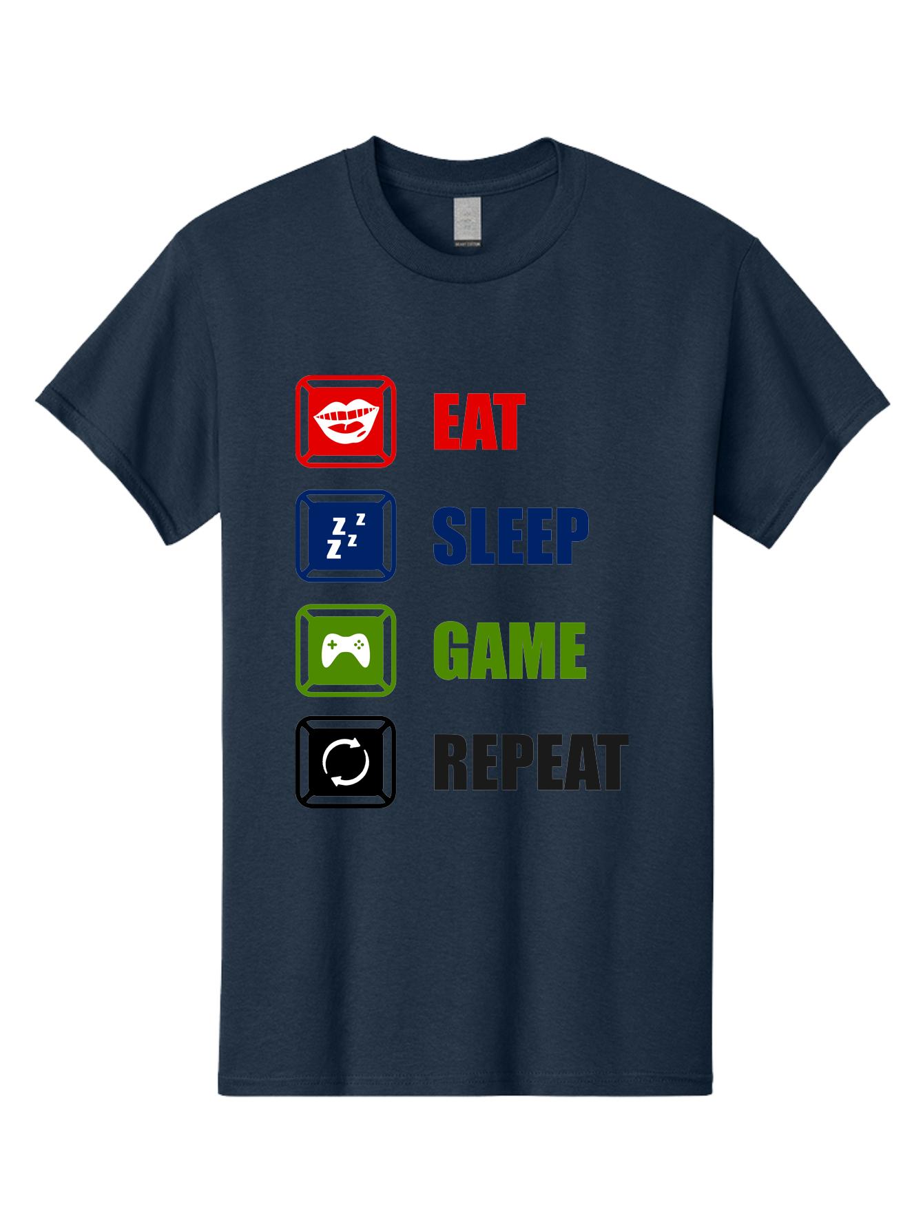 Eat-Sleep-Game-Repeat Men'S Graphic Tee, 100% Cotton, Comfortable Casual Summer Wear, Machine Washable, Gamer Lifestyle, Video Game Culture, Gaming Habits, Eat, Sleep, Game, Repeat, Gaming Community, Gamer Life -  Aaa626