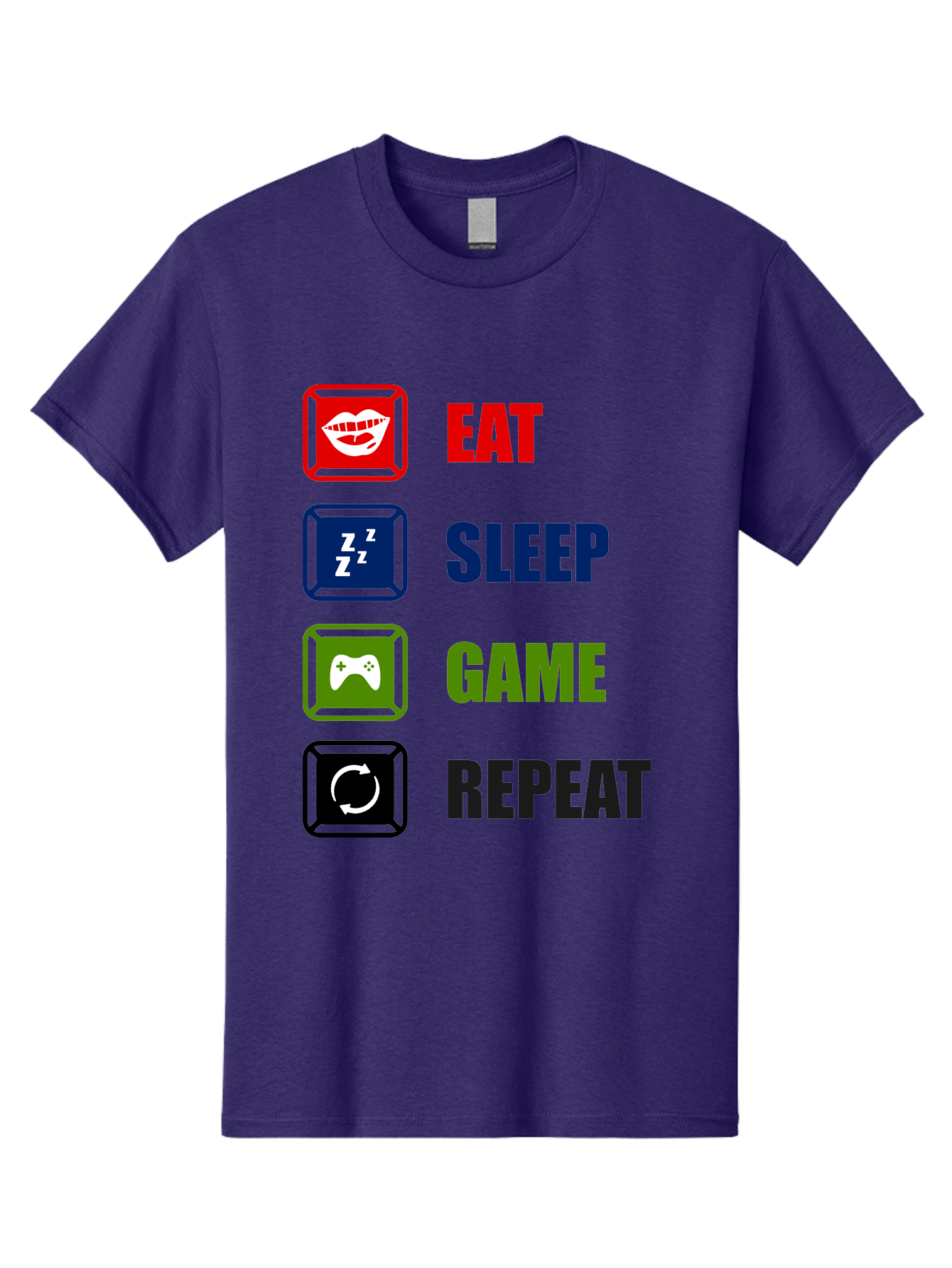 Eat-Sleep-Game-Repeat Men'S Graphic Tee, 100% Cotton, Comfortable Casual Summer Wear, Machine Washable, Gamer Lifestyle, Video Game Culture, Gaming Habits, Eat, Sleep, Game, Repeat, Gaming Community, Gamer Life -  Aaa626