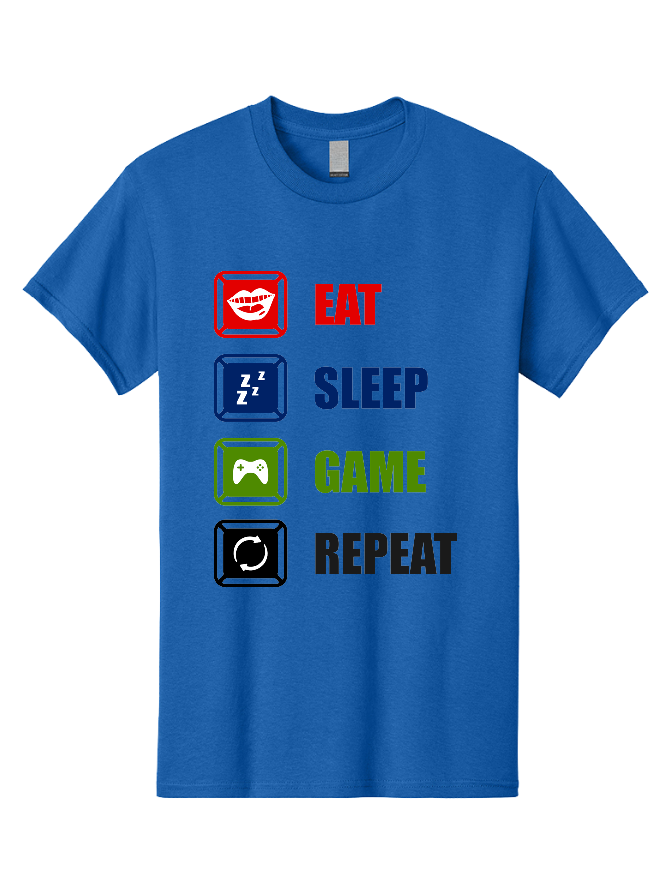 Eat-Sleep-Game-Repeat Men'S Graphic Tee, 100% Cotton, Comfortable Casual Summer Wear, Machine Washable, Gamer Lifestyle, Video Game Culture, Gaming Habits, Eat, Sleep, Game, Repeat, Gaming Community, Gamer Life -  Aaa626