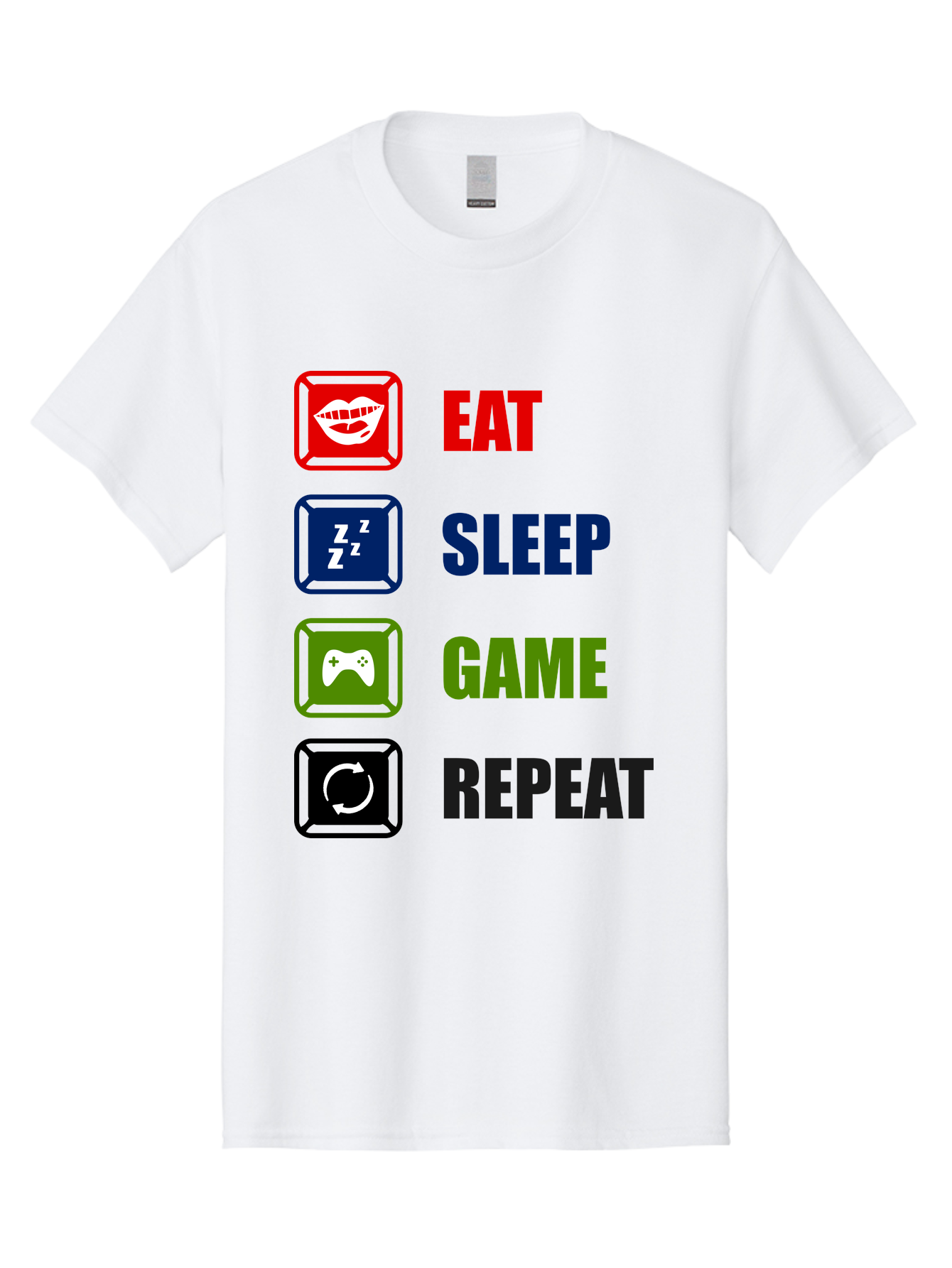 Eat-Sleep-Game-Repeat Men'S Graphic Tee, 100% Cotton, Comfortable Casual Summer Wear, Machine Washable, Gamer Lifestyle, Video Game Culture, Gaming Habits, Eat, Sleep, Game, Repeat, Gaming Community, Gamer Life -  Aaa626