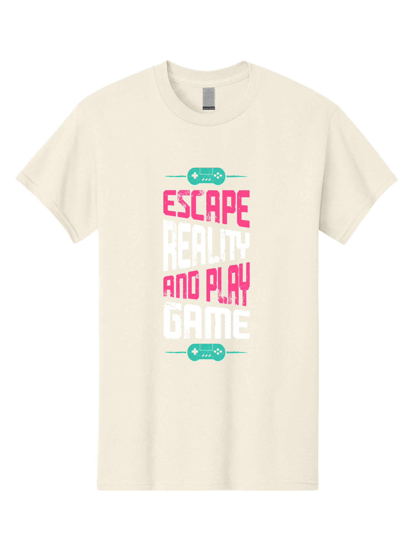 Escape-Reality-And-Play-Game Men'S Graphic Tee, 100% Cotton, Comfortable Casual Summer Wear, Machine Washable, Escape Reality, Play Game, Immersive Gaming Experience, Escape Room Theme, Gaming Advertisement, Interactive Entertainment, -  Aaa627