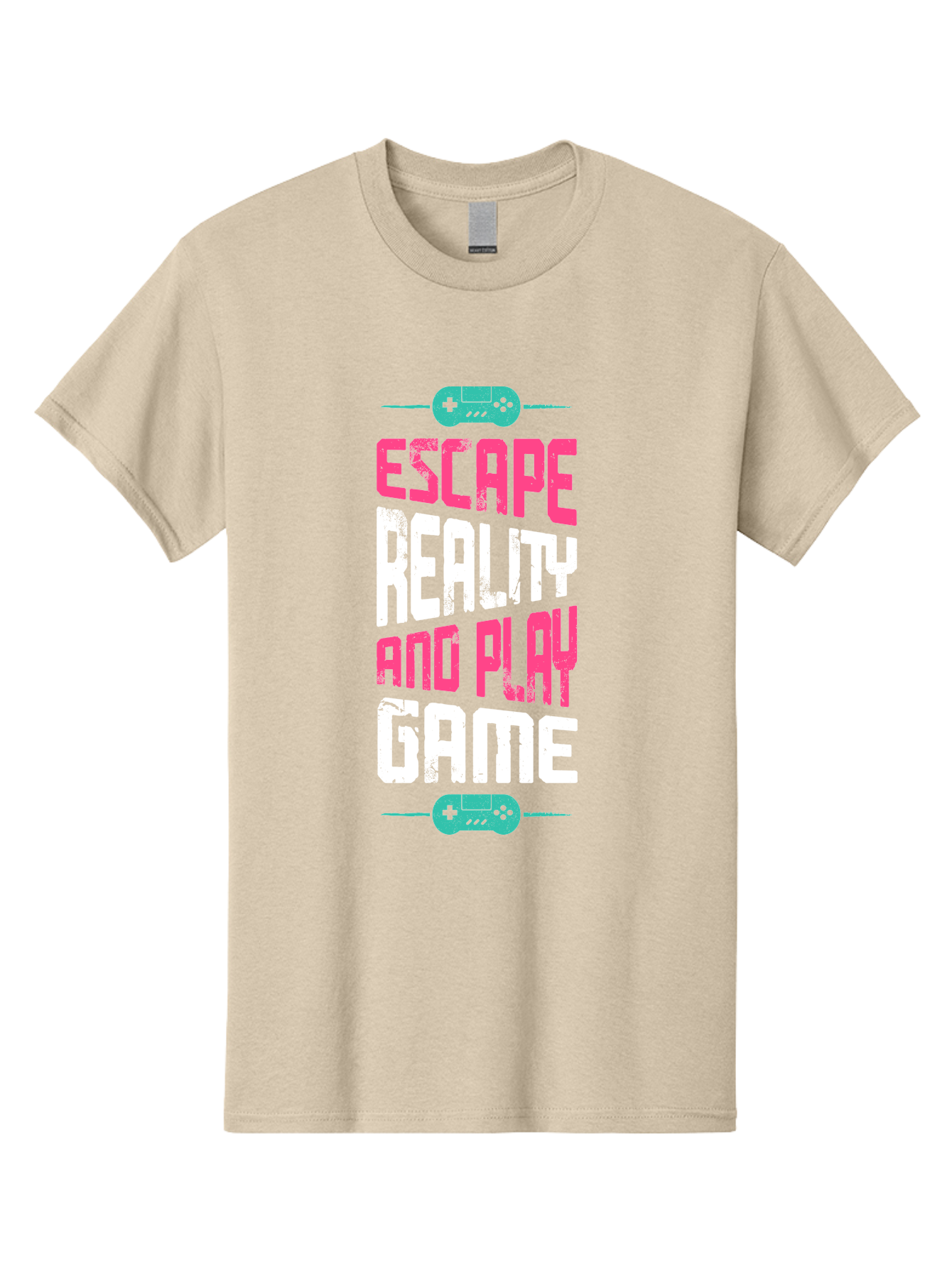 Escape-Reality-And-Play-Game Men'S Graphic Tee, 100% Cotton, Comfortable Casual Summer Wear, Machine Washable, Escape Reality, Play Game, Immersive Gaming Experience, Escape Room Theme, Gaming Advertisement, Interactive Entertainment, -  Aaa627