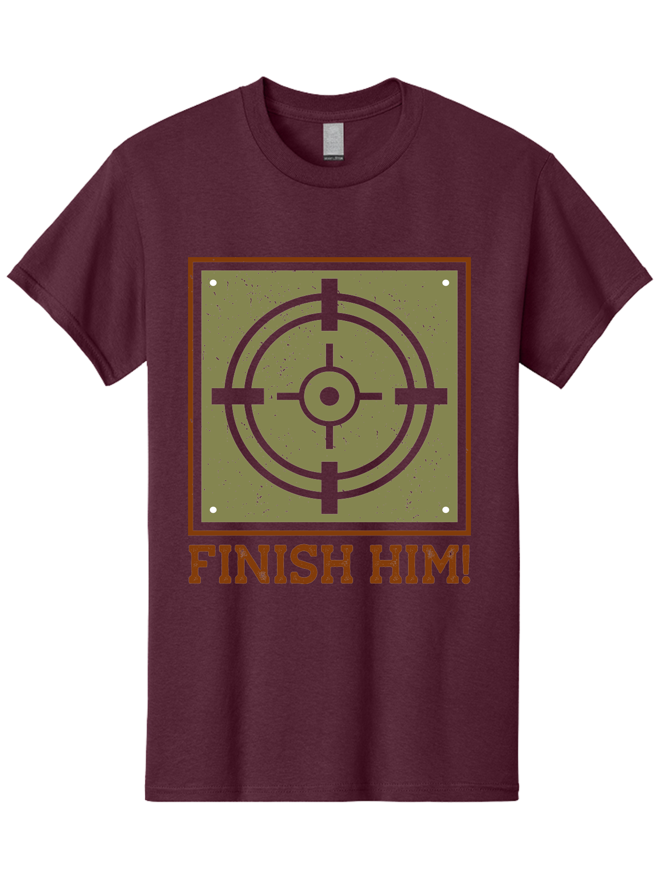 Finish-Him-Target Men'S Graphic Tee, 100% Cotton, Comfortable Casual Summer Wear, Machine Washable, Target Symbol, Bullseye, Combat Graphics, Finishing Move, Video Game Graphics, Intense Action, Fighting Games -  Aaa629
