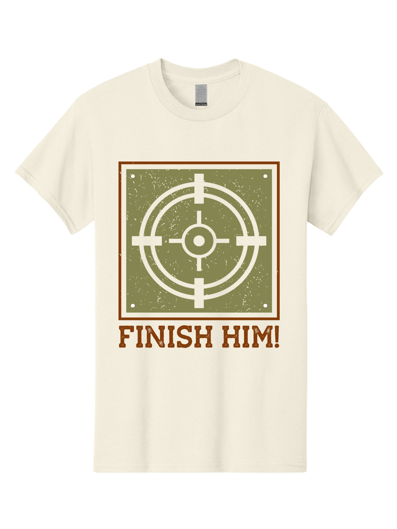 Finish-Him-Target Men'S Graphic Tee, 100% Cotton, Comfortable Casual Summer Wear, Machine Washable, Target Symbol, Bullseye, Combat Graphics, Finishing Move, Video Game Graphics, Intense Action, Fighting Games -  Aaa629