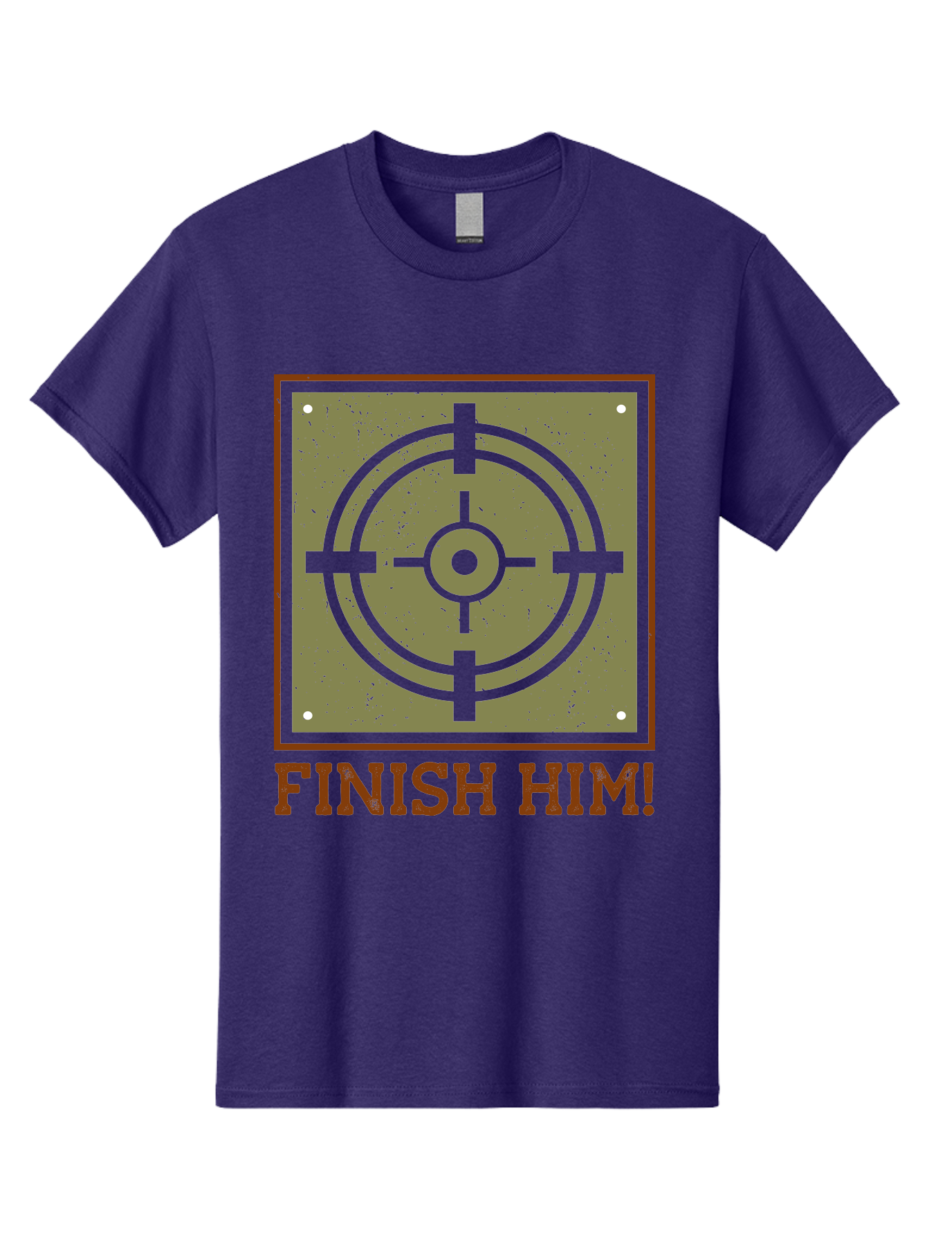 Finish-Him-Target Men'S Graphic Tee, 100% Cotton, Comfortable Casual Summer Wear, Machine Washable, Target Symbol, Bullseye, Combat Graphics, Finishing Move, Video Game Graphics, Intense Action, Fighting Games -  Aaa629