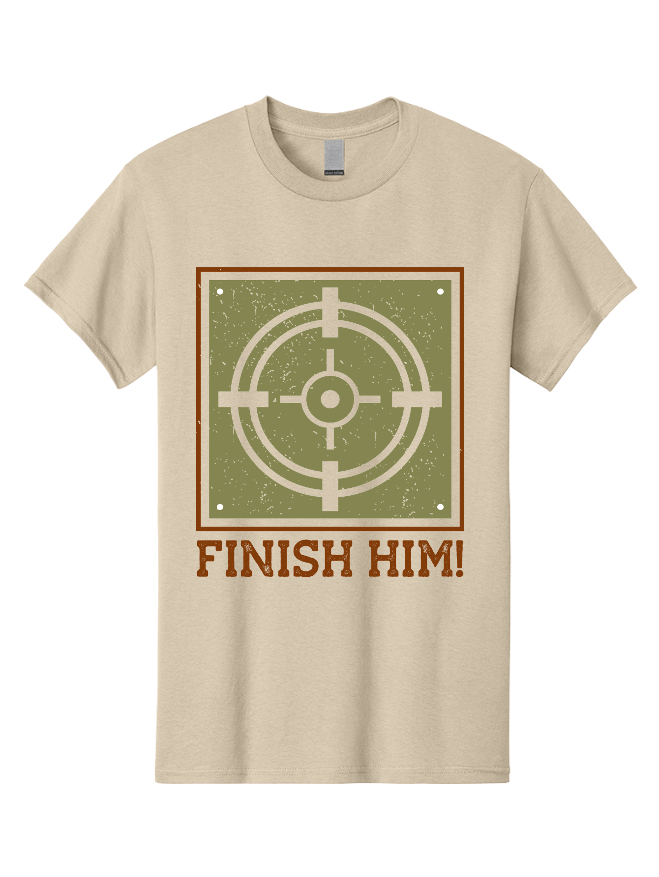 Finish-Him-Target Men'S Graphic Tee, 100% Cotton, Comfortable Casual Summer Wear, Machine Washable, Target Symbol, Bullseye, Combat Graphics, Finishing Move, Video Game Graphics, Intense Action, Fighting Games -  Aaa629