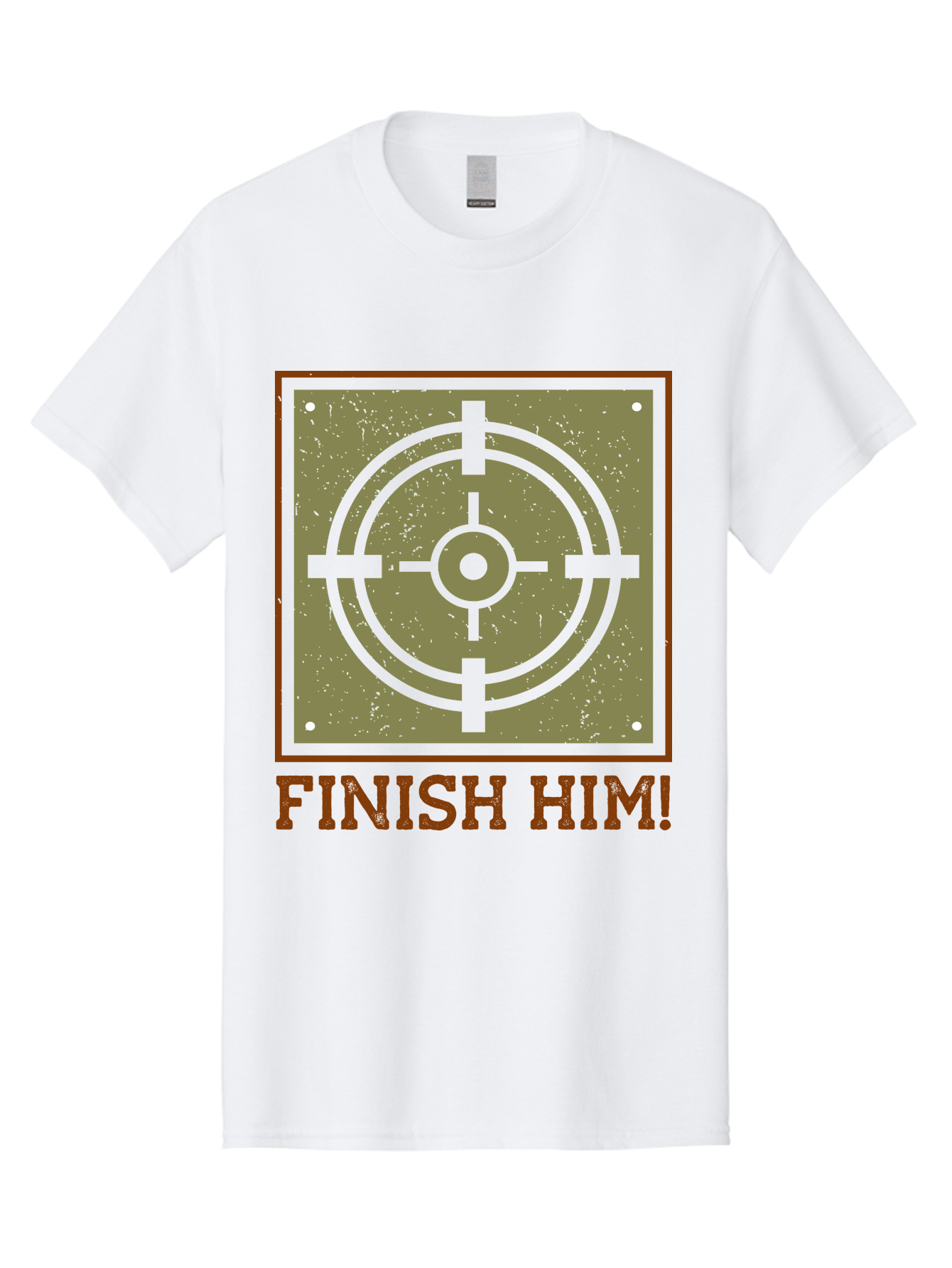 Finish-Him-Target Men'S Graphic Tee, 100% Cotton, Comfortable Casual Summer Wear, Machine Washable, Target Symbol, Bullseye, Combat Graphics, Finishing Move, Video Game Graphics, Intense Action, Fighting Games -  Aaa629