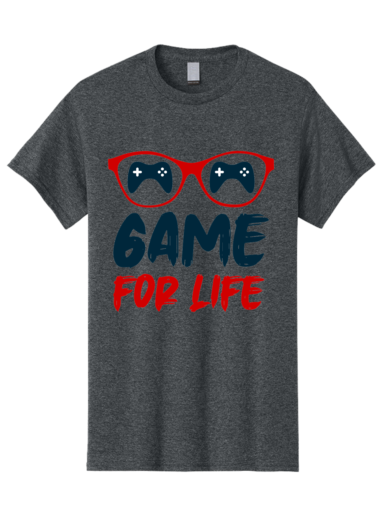 Game-For-Life Men'S Graphic Tee, 100% Cotton, Comfortable Casual Summer Wear, Machine Washable, Gaming Culture, Game Controllers, Video Games, Gamer Lifestyle, Game For Life, Gaming Community, Fun, Entertainment, Red Glasses -  Aaa630