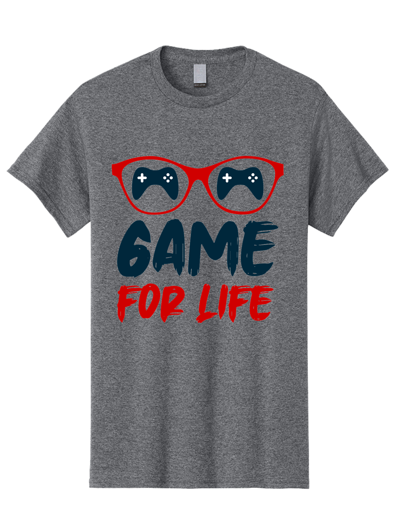 Game-For-Life Men'S Graphic Tee, 100% Cotton, Comfortable Casual Summer Wear, Machine Washable, Gaming Culture, Game Controllers, Video Games, Gamer Lifestyle, Game For Life, Gaming Community, Fun, Entertainment, Red Glasses -  Aaa630