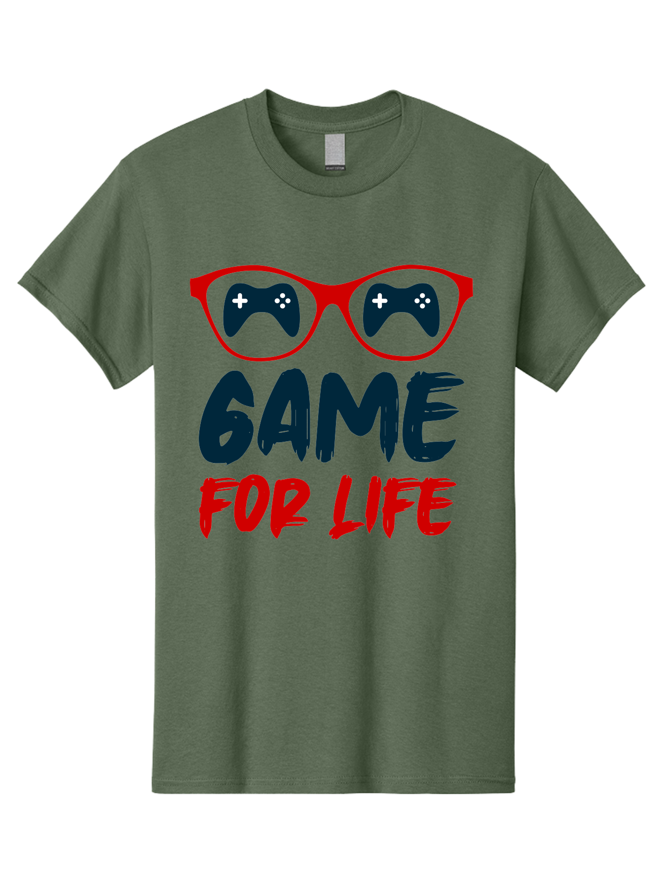 Game-For-Life Men'S Graphic Tee, 100% Cotton, Comfortable Casual Summer Wear, Machine Washable, Gaming Culture, Game Controllers, Video Games, Gamer Lifestyle, Game For Life, Gaming Community, Fun, Entertainment, Red Glasses -  Aaa630