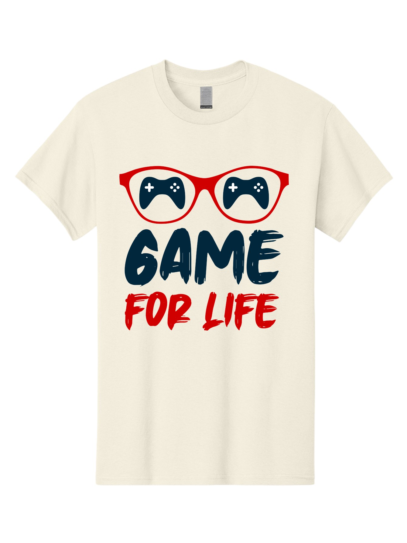 Game-For-Life Men'S Graphic Tee, 100% Cotton, Comfortable Casual Summer Wear, Machine Washable, Gaming Culture, Game Controllers, Video Games, Gamer Lifestyle, Game For Life, Gaming Community, Fun, Entertainment, Red Glasses -  Aaa630