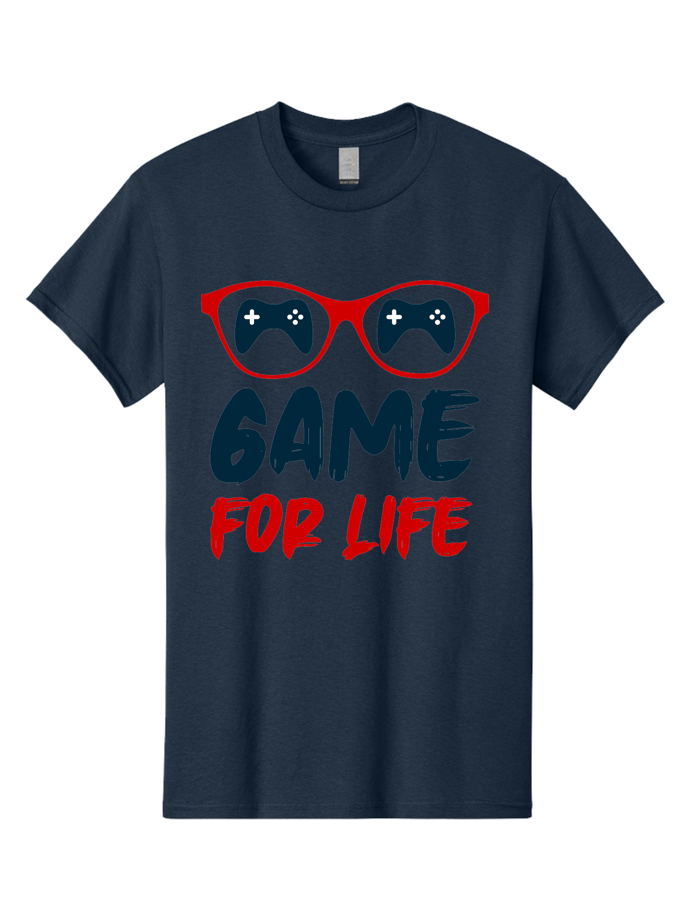 Game-For-Life Men'S Graphic Tee, 100% Cotton, Comfortable Casual Summer Wear, Machine Washable, Gaming Culture, Game Controllers, Video Games, Gamer Lifestyle, Game For Life, Gaming Community, Fun, Entertainment, Red Glasses -  Aaa630