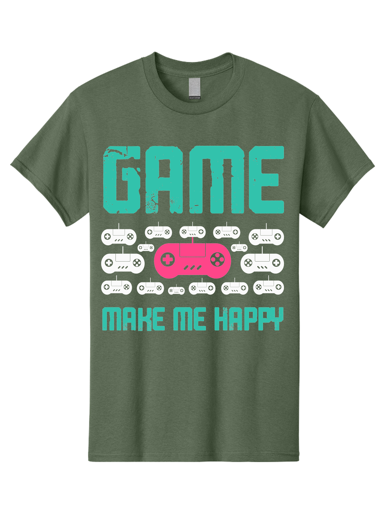 Game-Make-Me-Happy Men'S Graphic Tee, 100% Cotton, Comfortable Casual Summer Wear, Machine Washable, Gaming Controller, Gamepad, Video Games, Gaming Accessories, Positive Vibes, Happiness, Gaming, Make Me Happy -  Aaa631
