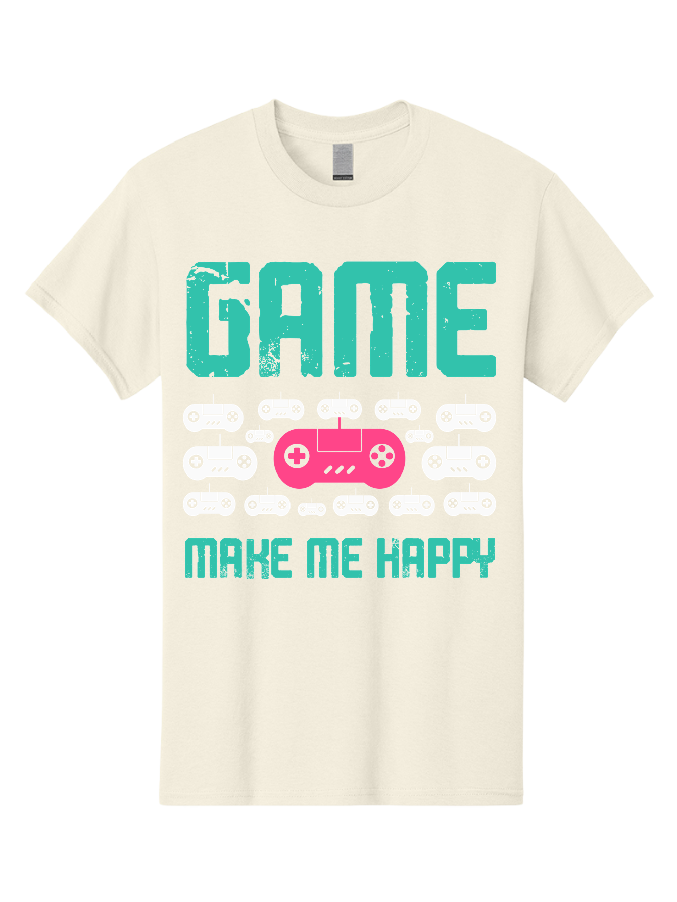 Game-Make-Me-Happy Men'S Graphic Tee, 100% Cotton, Comfortable Casual Summer Wear, Machine Washable, Gaming Controller, Gamepad, Video Games, Gaming Accessories, Positive Vibes, Happiness, Gaming, Make Me Happy -  Aaa631