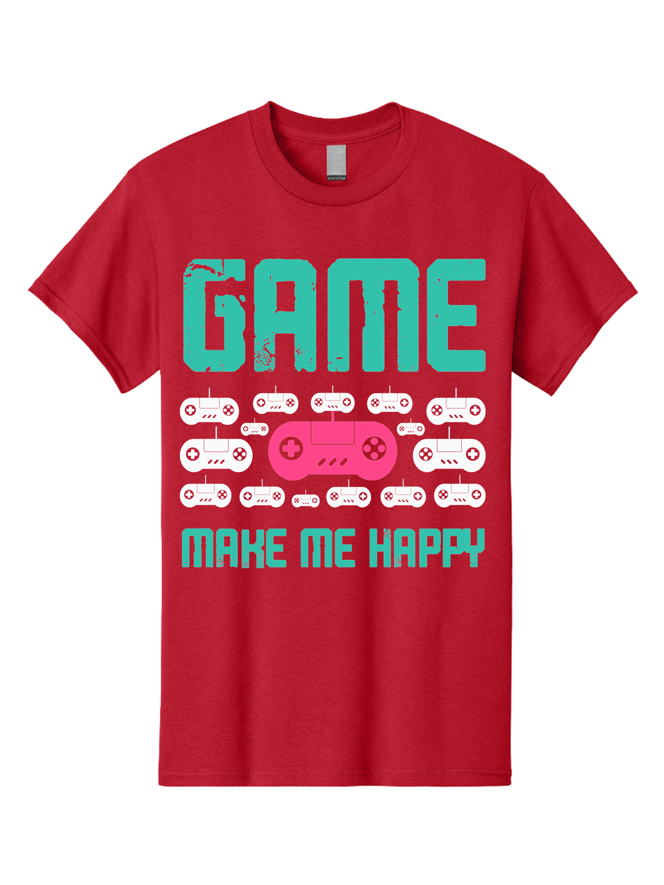 Game-Make-Me-Happy Men'S Graphic Tee, 100% Cotton, Comfortable Casual Summer Wear, Machine Washable, Gaming Controller, Gamepad, Video Games, Gaming Accessories, Positive Vibes, Happiness, Gaming, Make Me Happy -  Aaa631