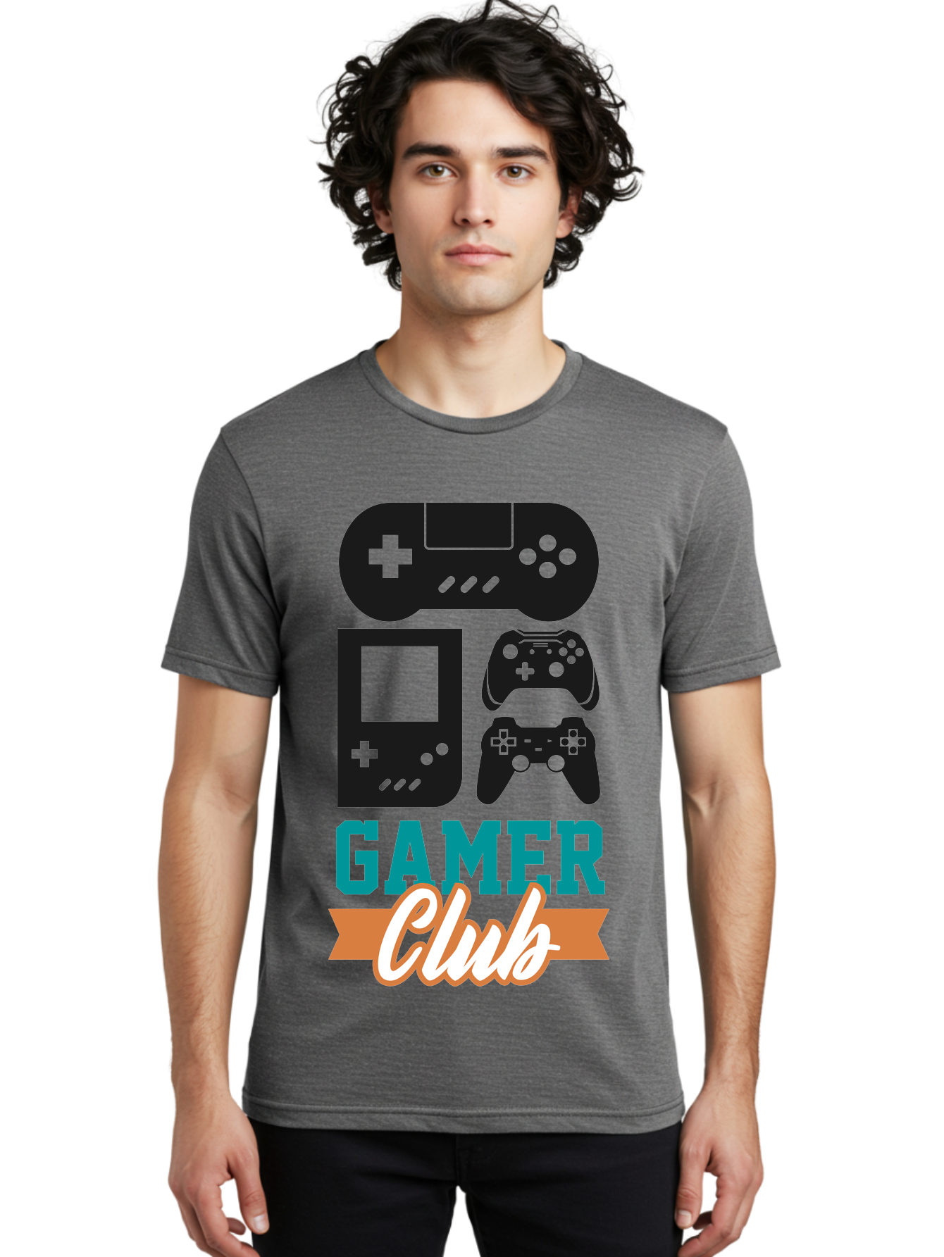 Gamer-Club Men'S Graphic Tee, 100% Cotton, Comfortable Casual Summer Wear, Machine Washable, Gaming Club, Gamer Community, Game Controllers, Video Games, Gamepad, Gaming Console, Game Controller Graphics, Gaming Accessories, Game Night -  Aaa633